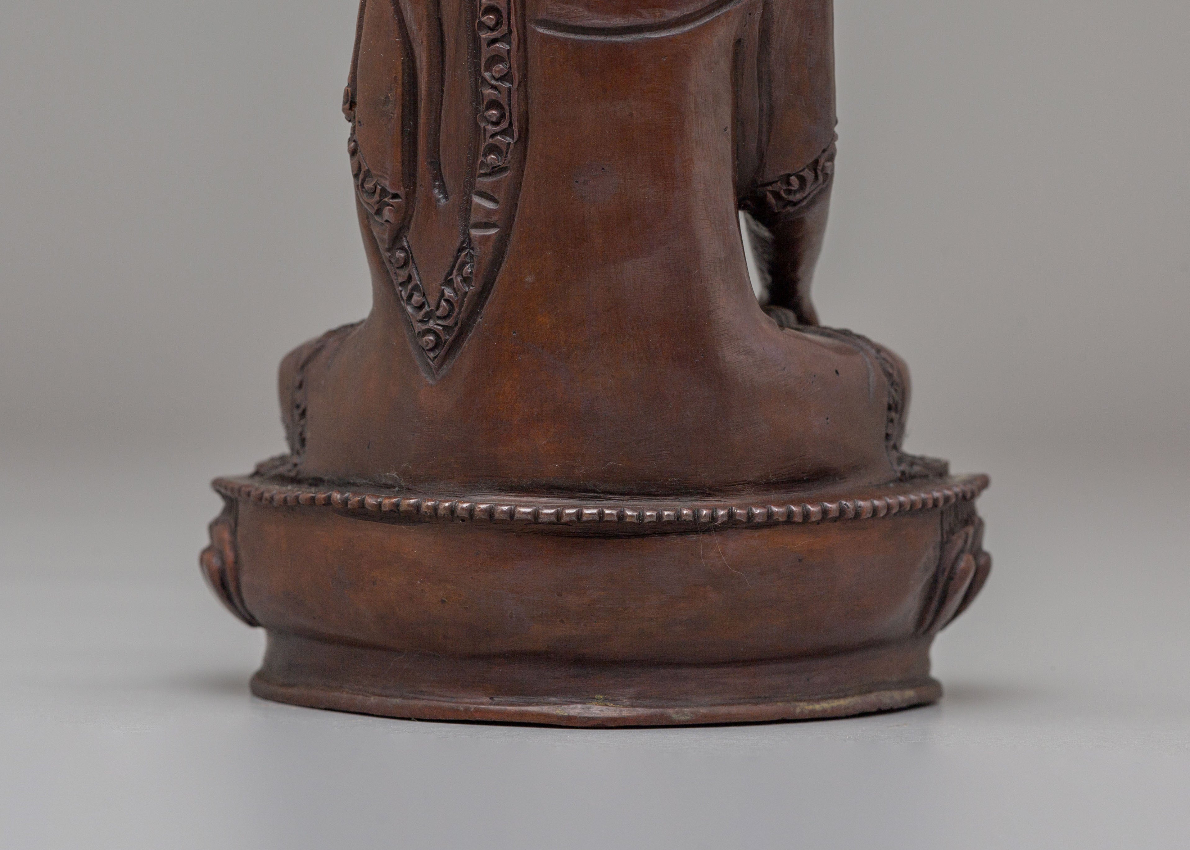 Historical Shakyamuni Buddha Sculpture | Oxidized Copper Buddhist Statue