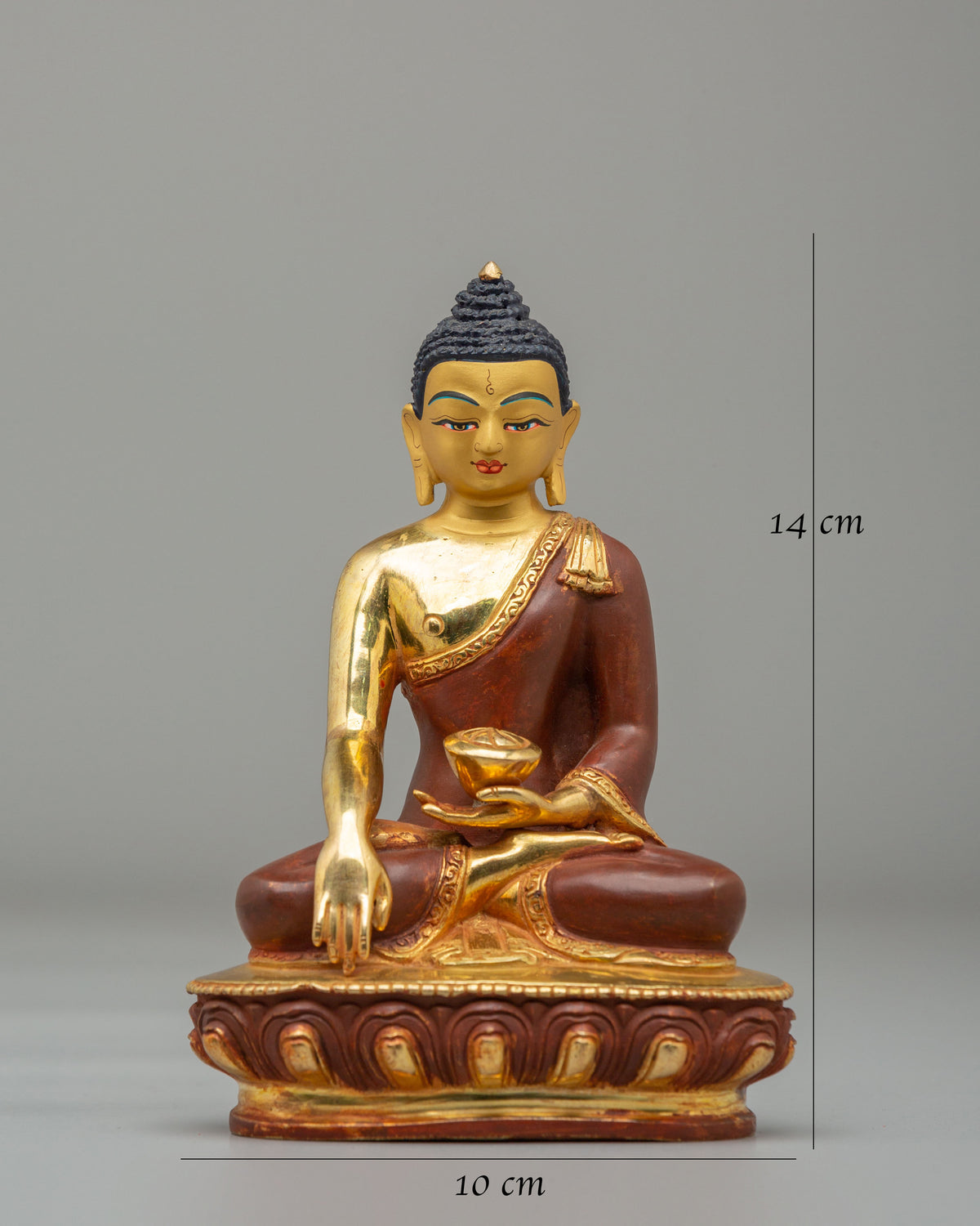 Himalayan Buddha Shakyamuni Sculpture | 24K Gold Plated Buddhist Statue