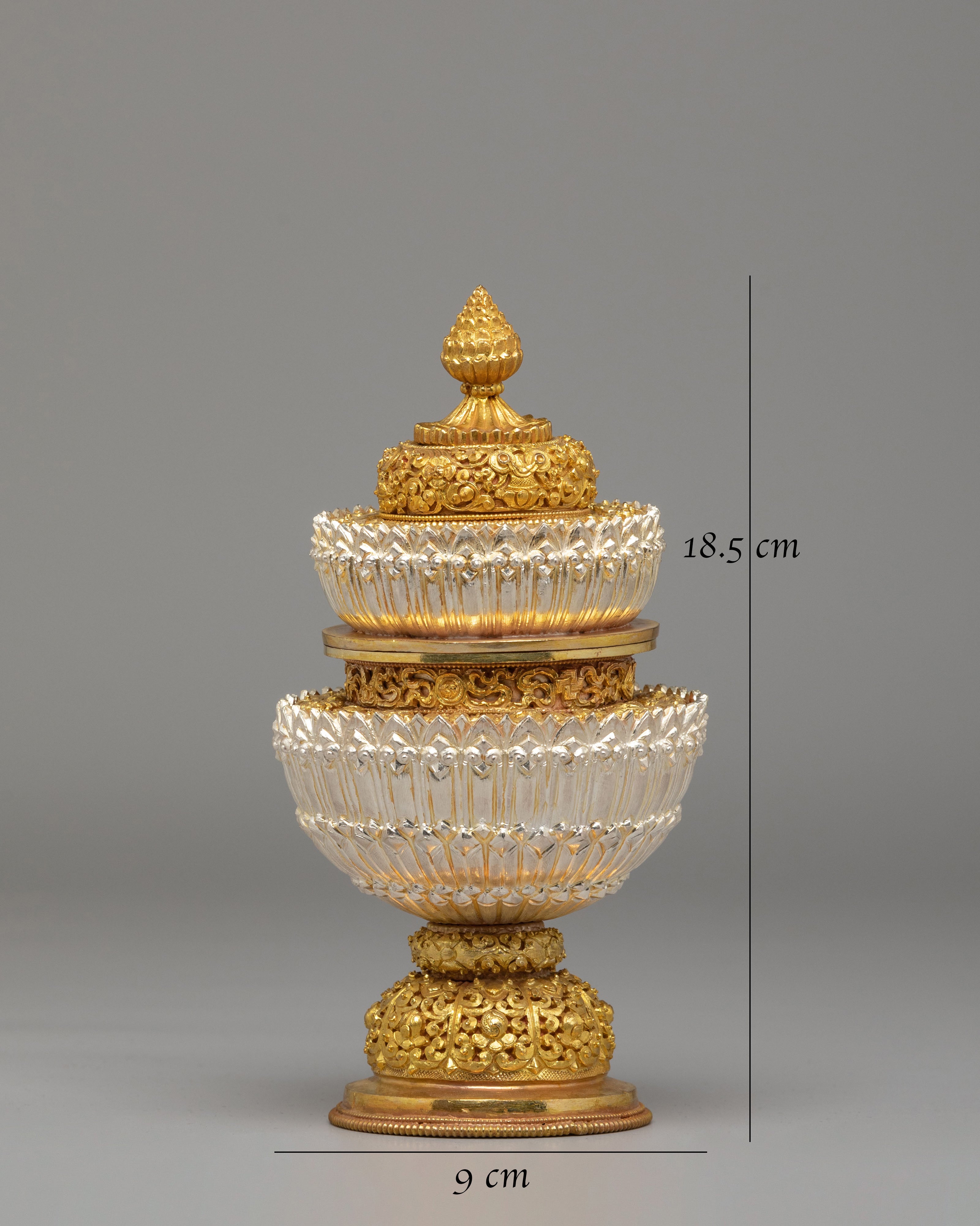 Ceremonial Buddhist Rice Pot | Sacred Altar Offering Vessel