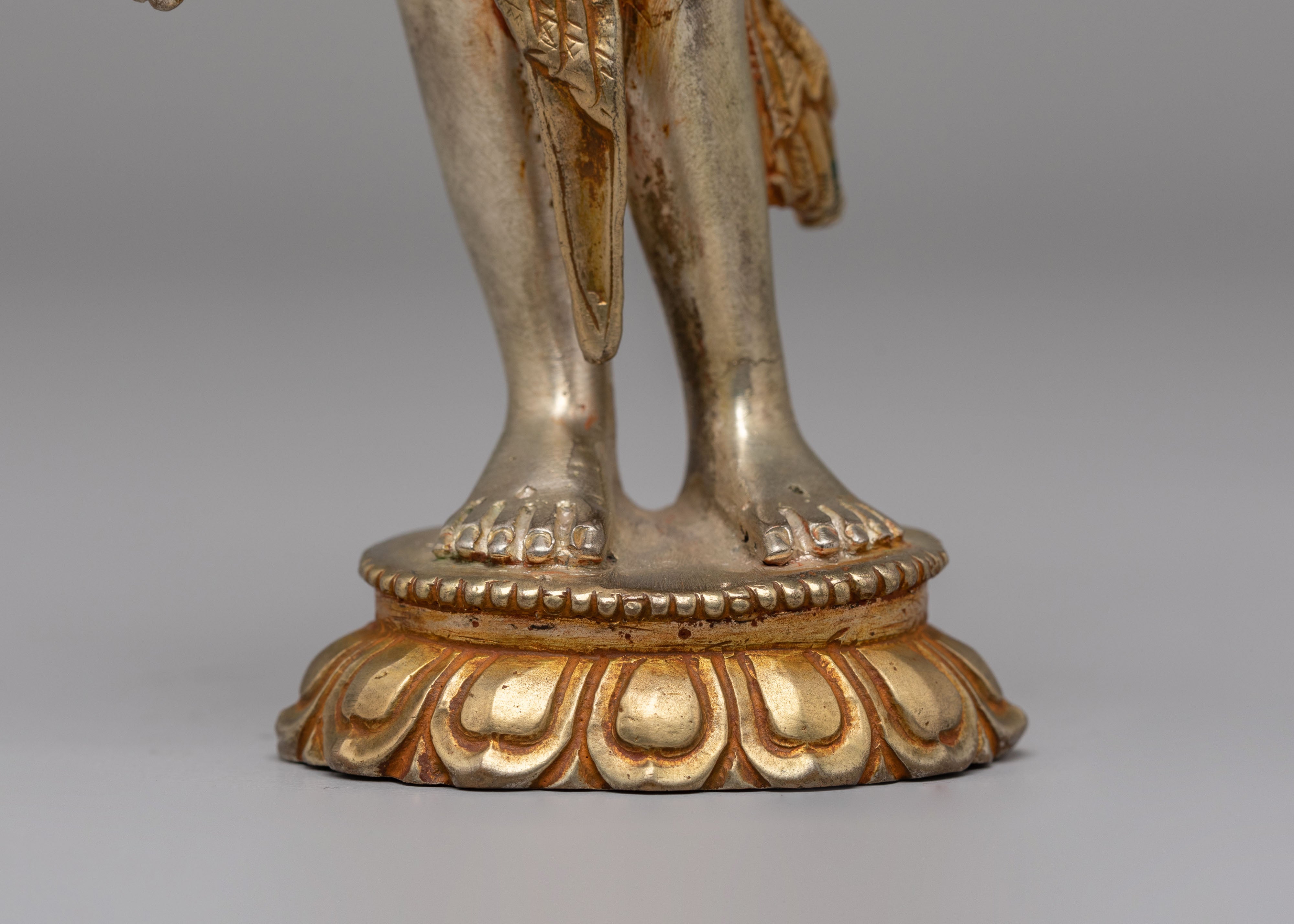 Tibetan Standing Tara Statue | Gold-Plated Tara Figurine for Meditation