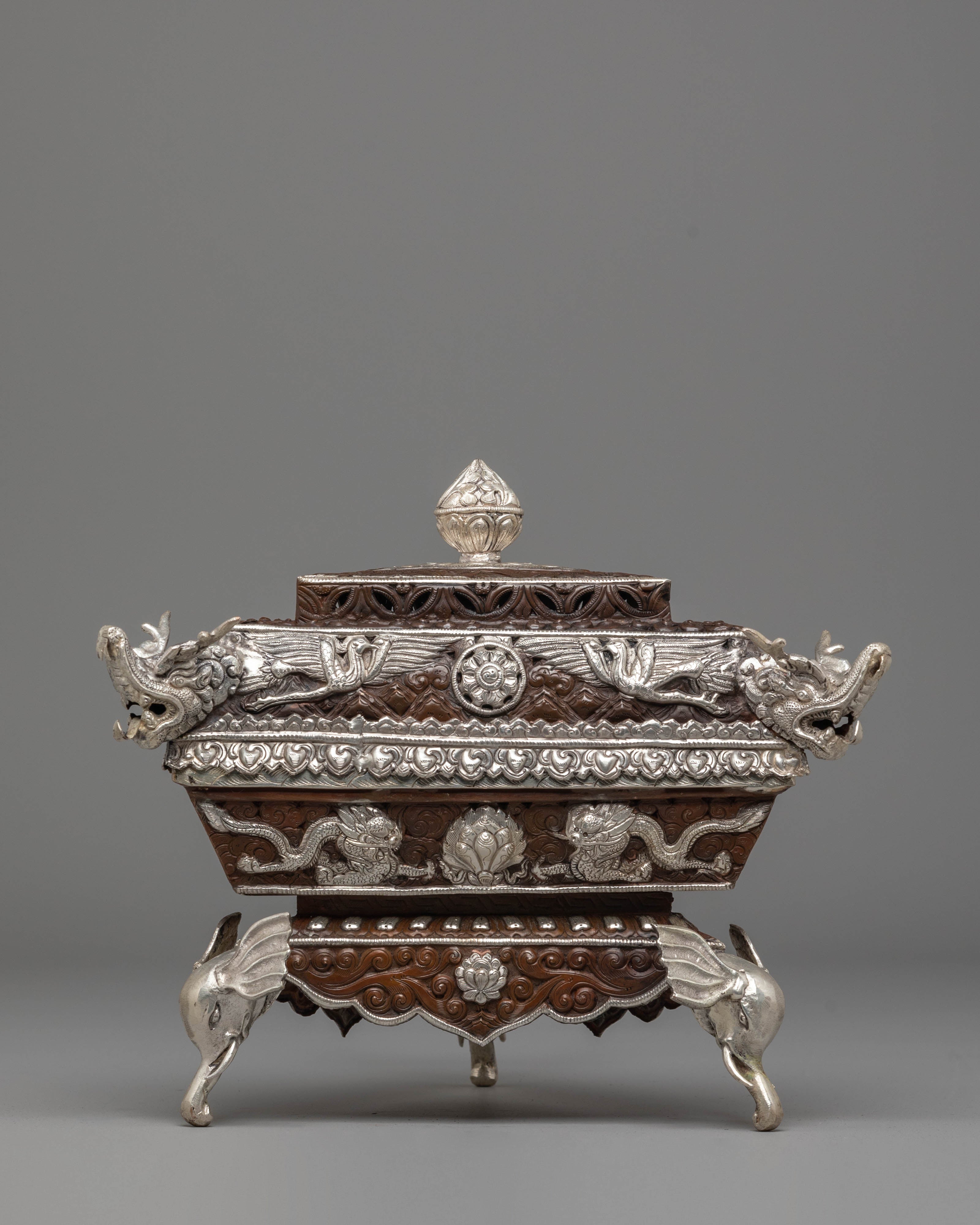 Decorative Silver Plated Incense Burner | Handcrafted Copper Incense Holder