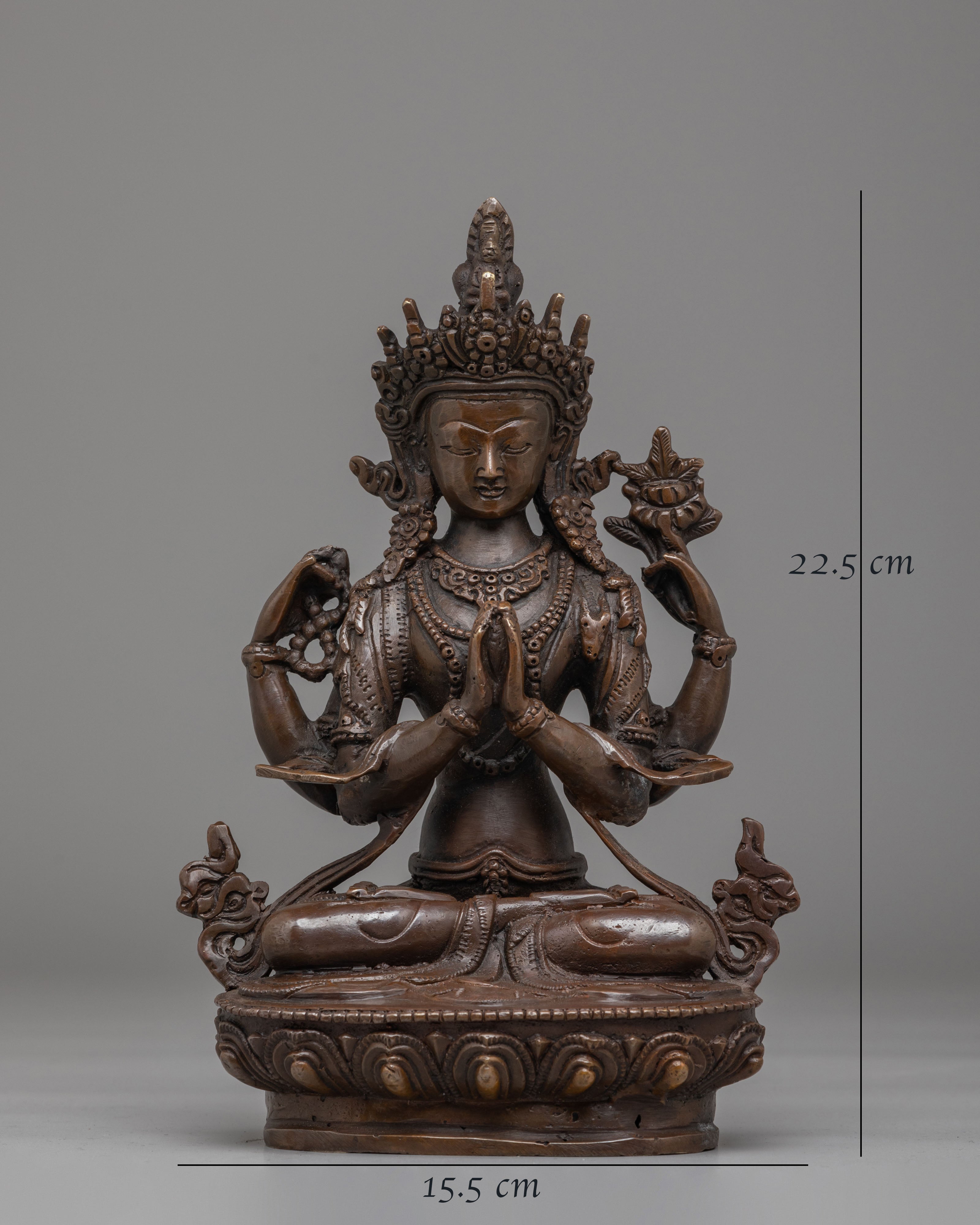 Tibetan Bodhisattva Chenrezig Statue | Handcrafted Tibetan Buddhist Art