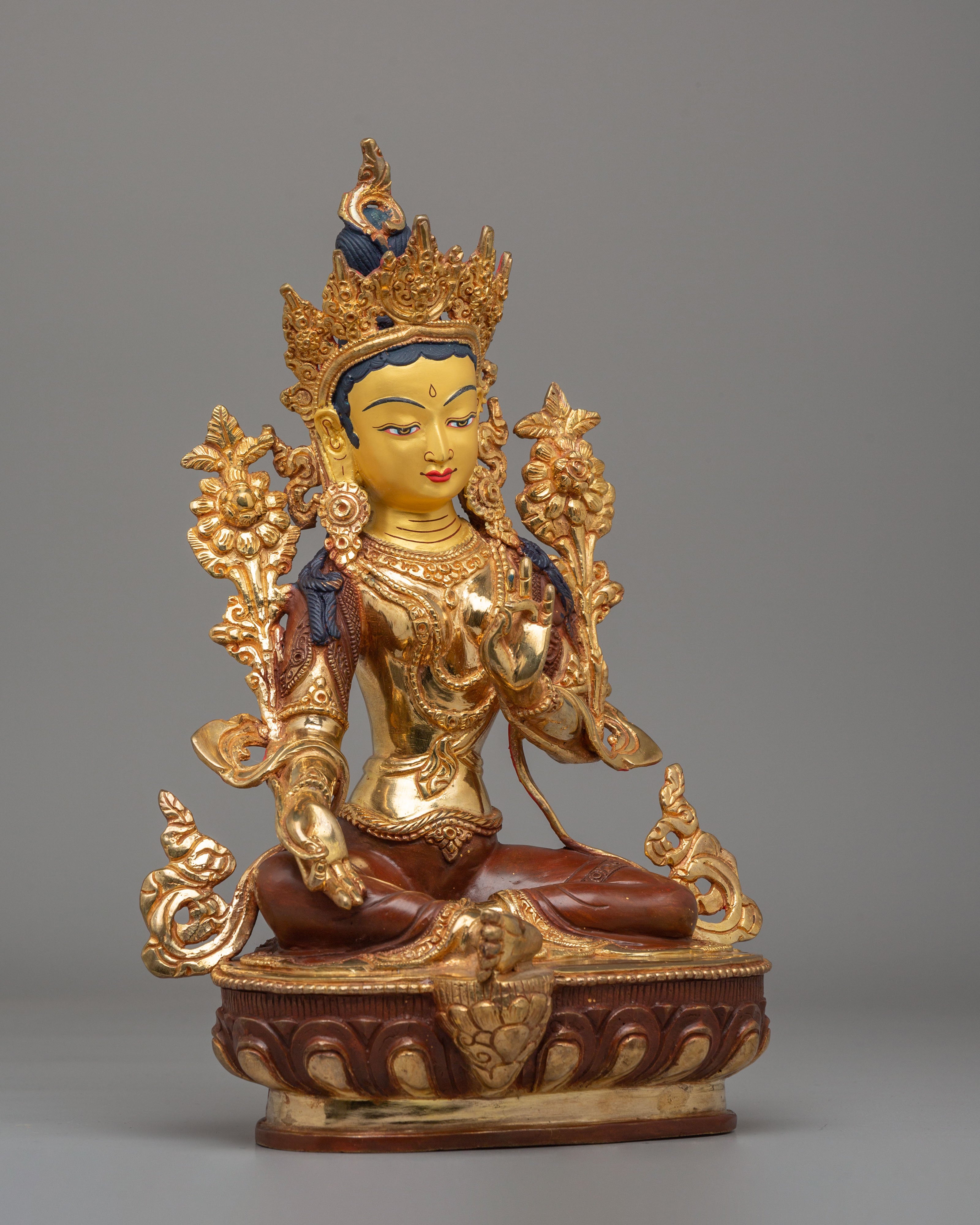 Spiritual Green Tara Protection Figure | Tibetan Statue for Meditation