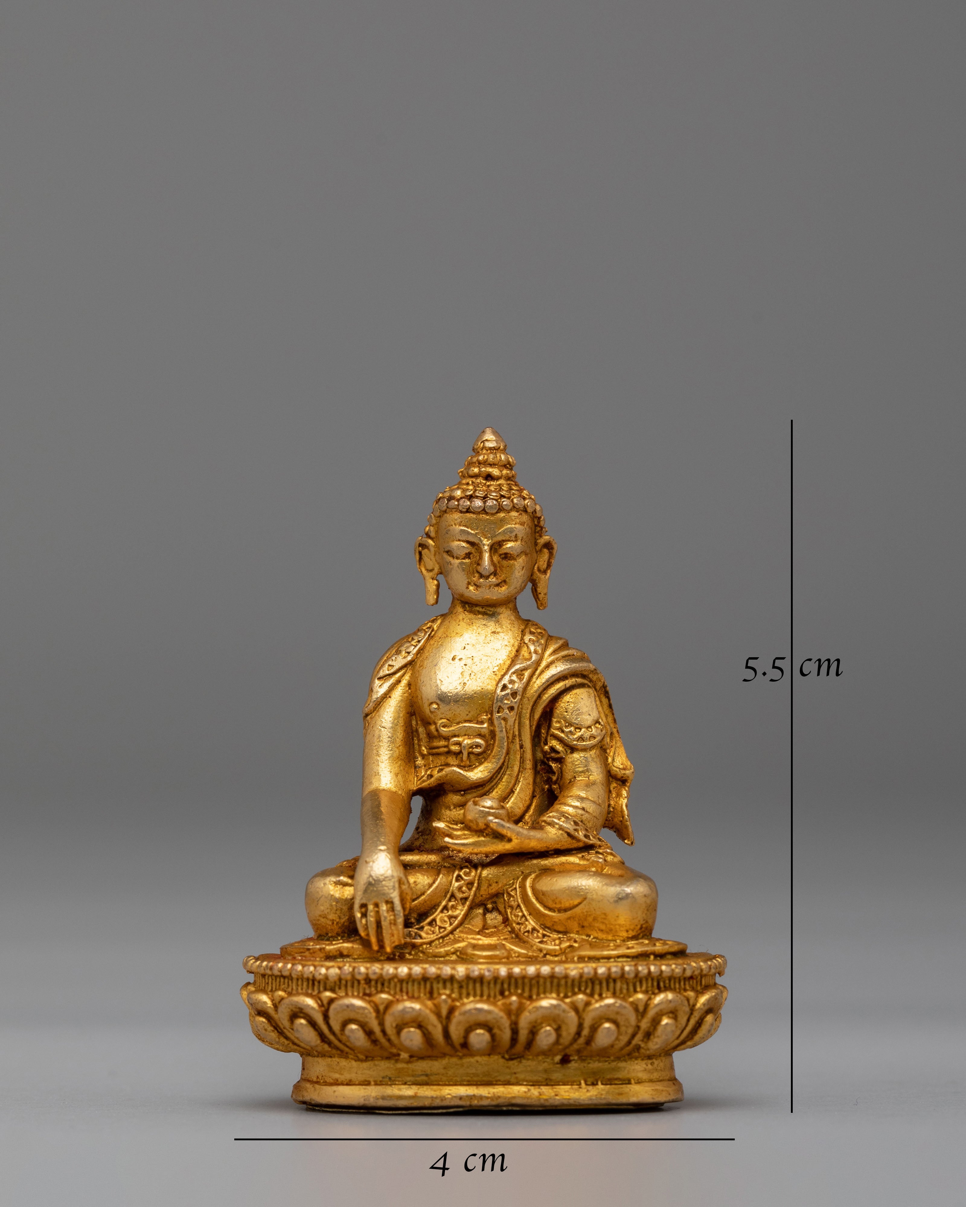 Shakyamuni Buddha Statue for Meditation | Gold Plated Copper Figure