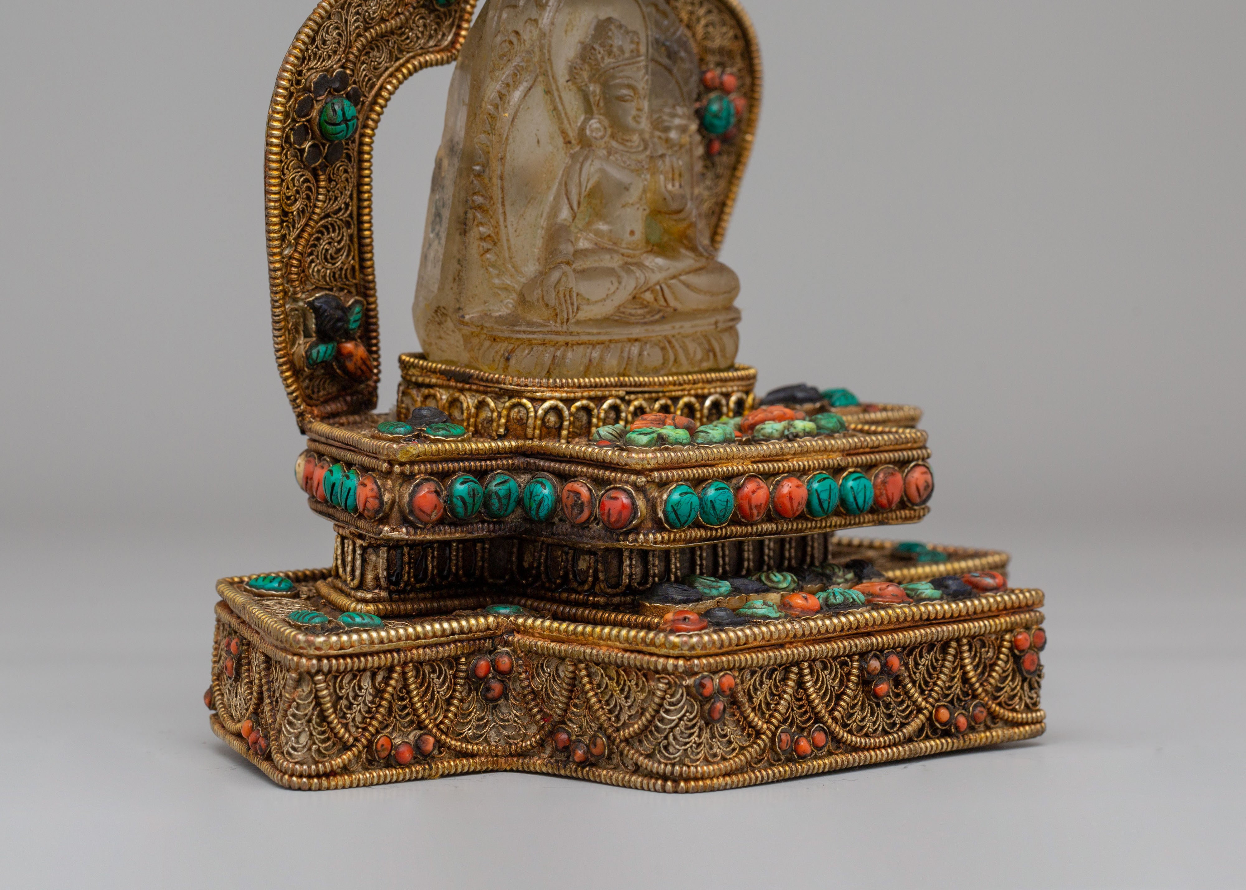 White Tara on Throne Statue | A Divine Symbol of Compassion and Protection