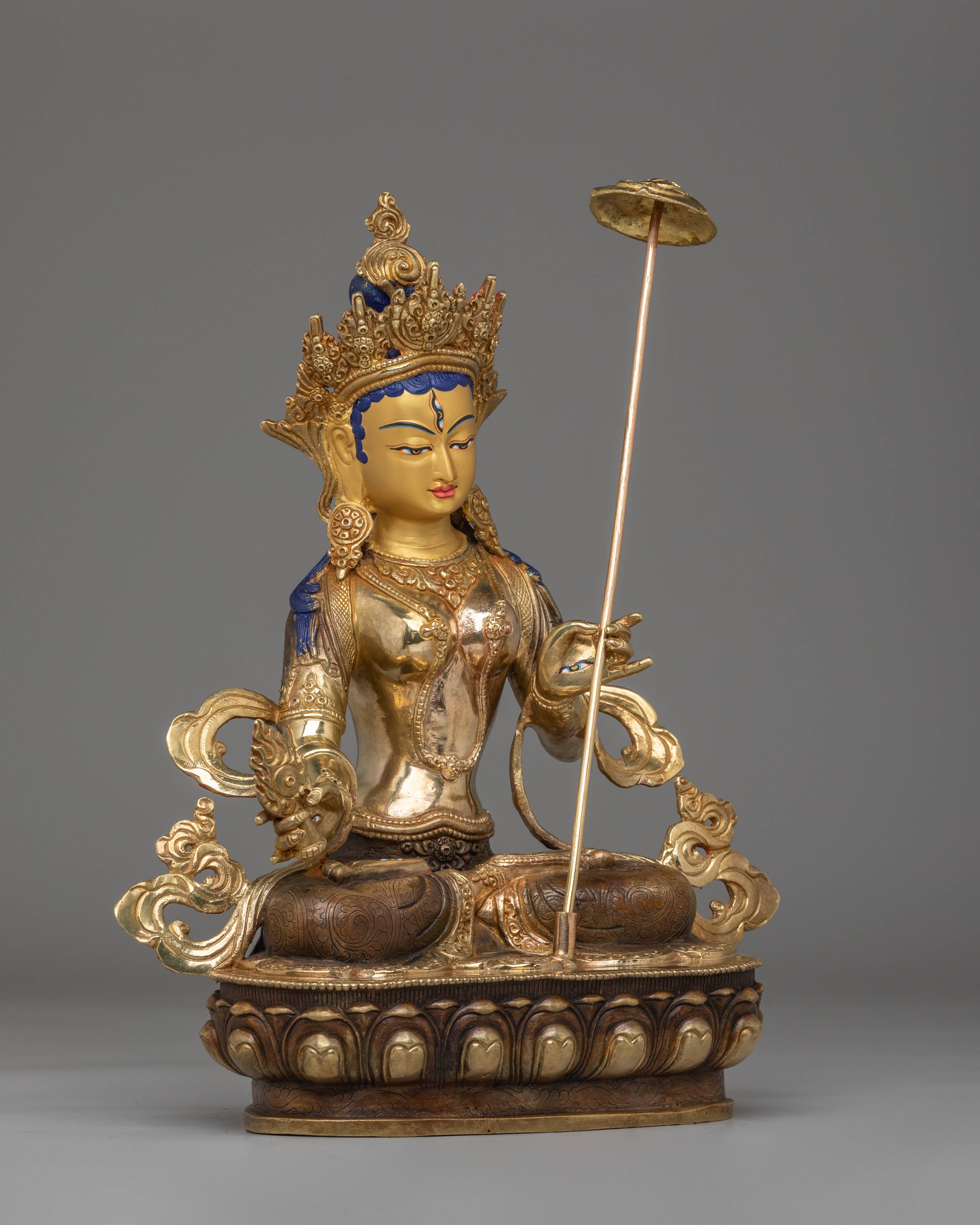 Handcrafted Dukar Copper Statue | 24K Gold Plated Buddhist Art Sculpture