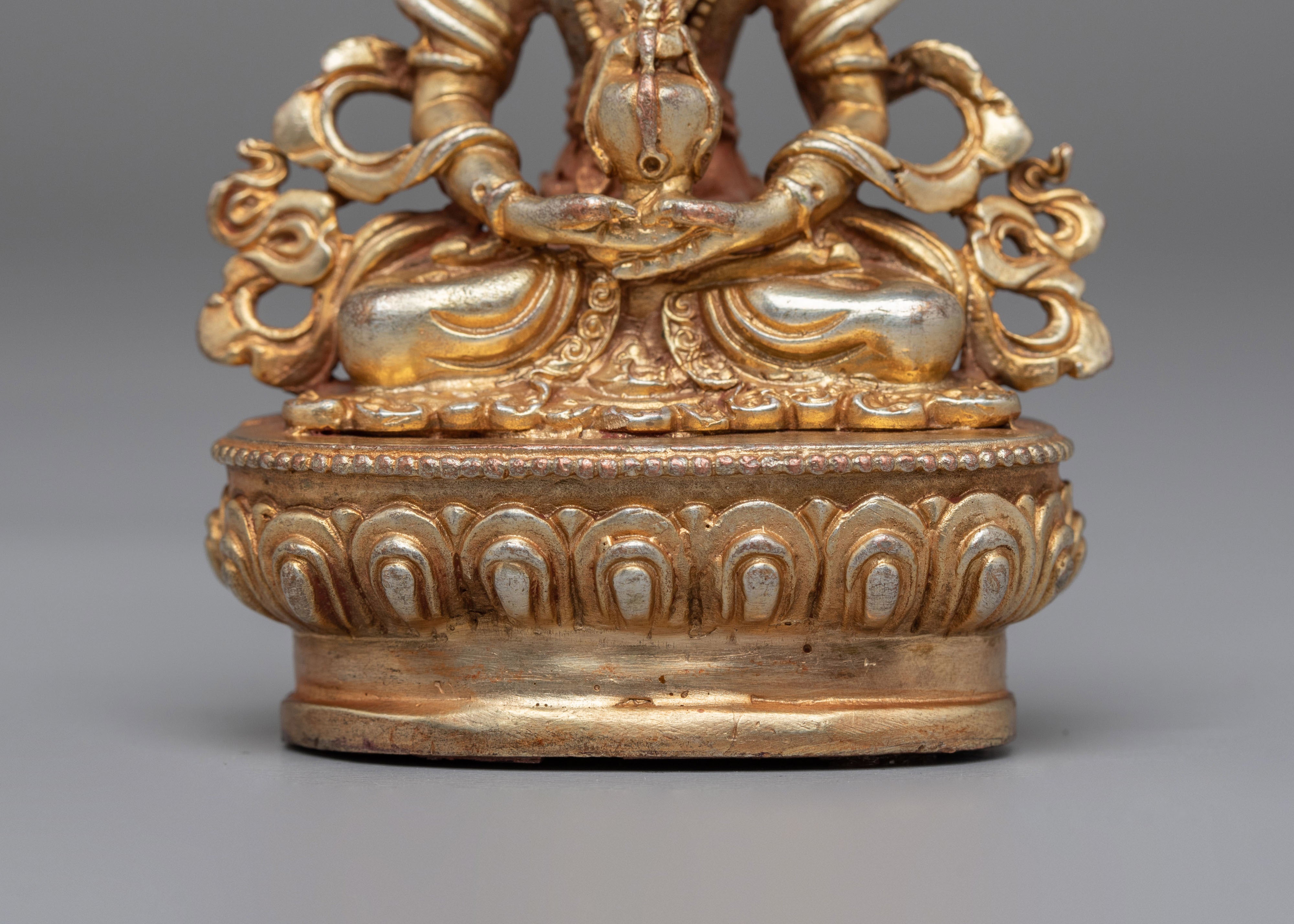 Spiritual Amitayus Meditation Statue | 24K Gold Plated Copper Figure