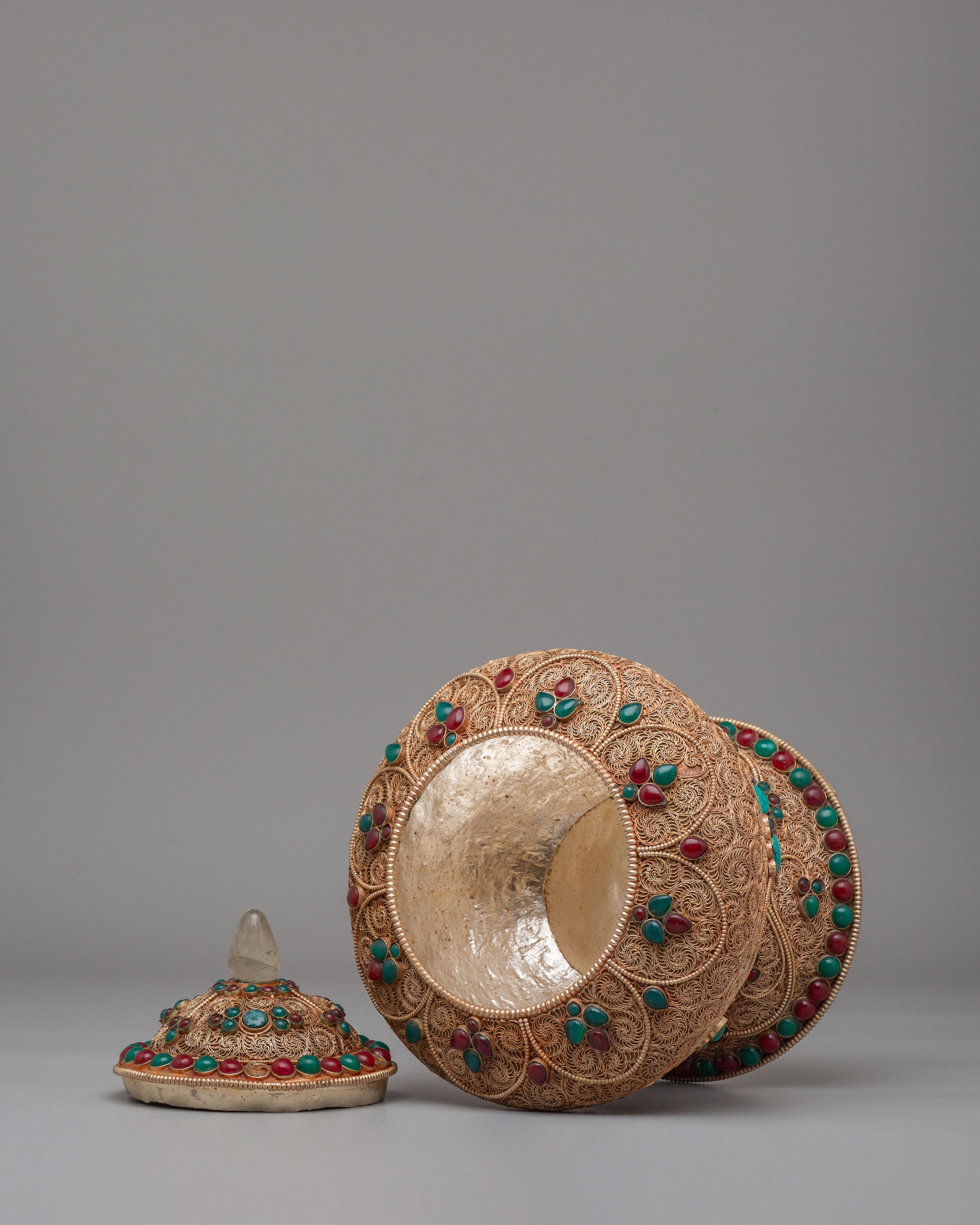 Tibetan Filigree Rice Pot | Handcrafted Ritual Vessel