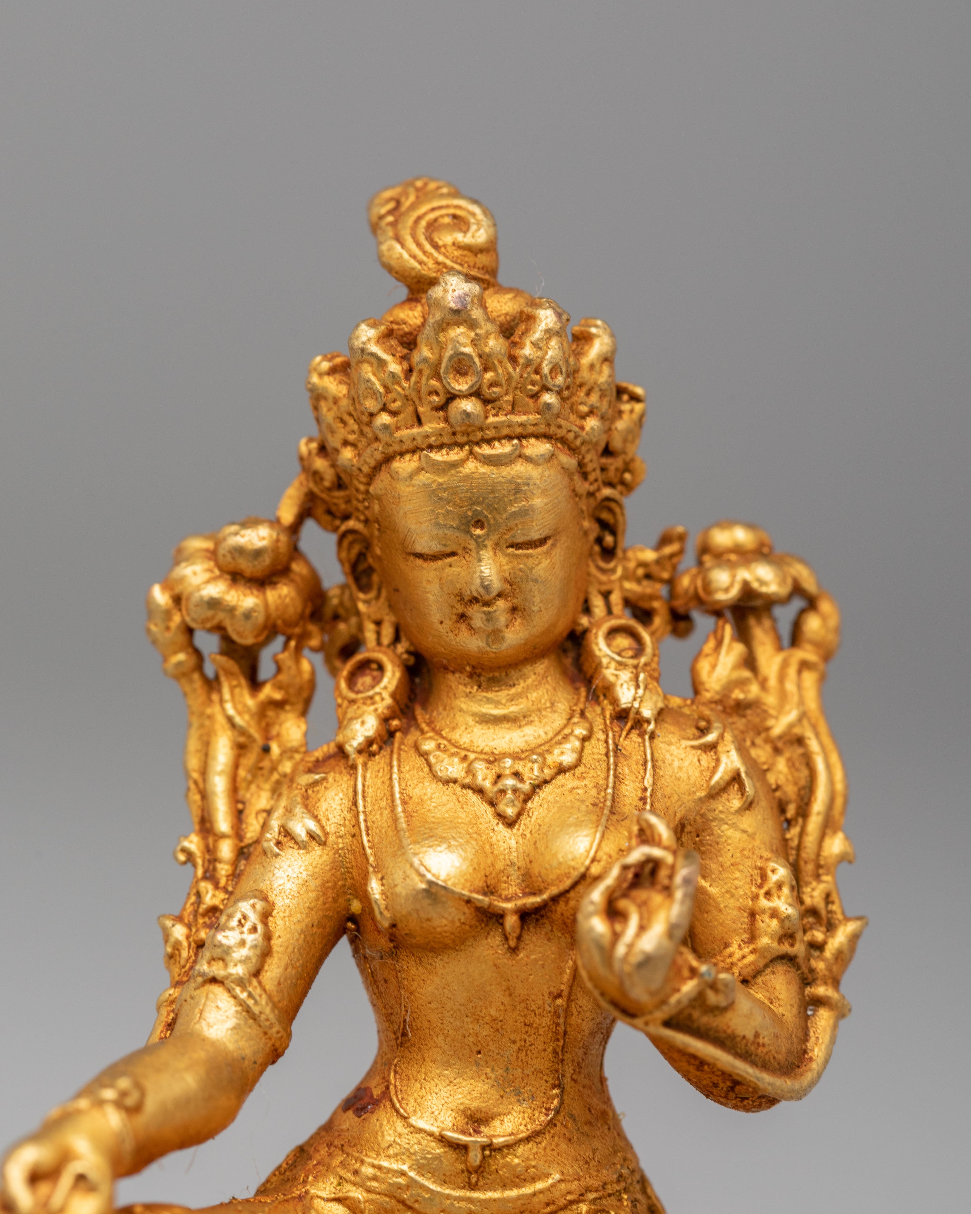Green Tara Meditation Sculpture | Tibetan Goddess Figurine