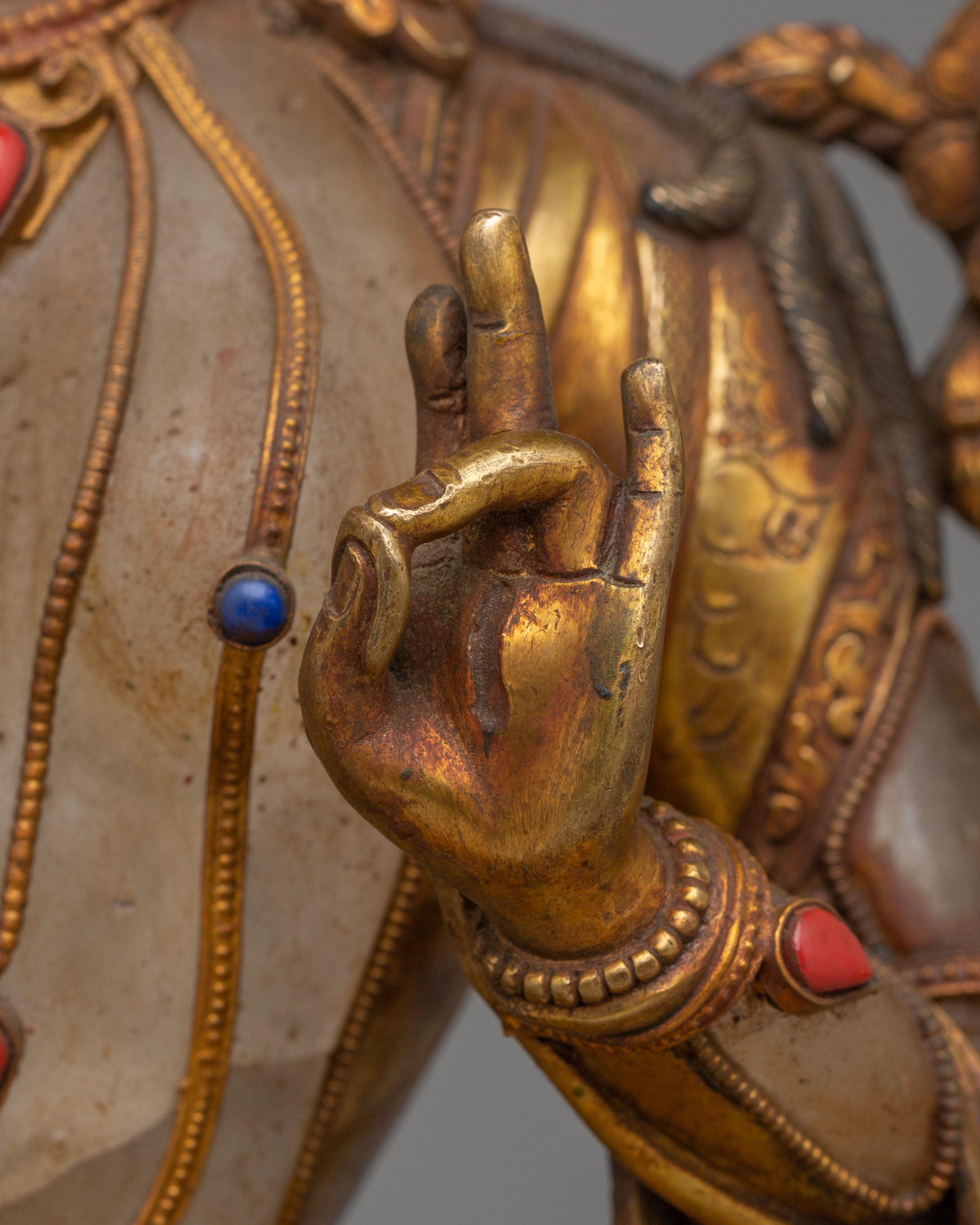 Spiritual Green Tara Decor Statue | Handcrafted Gemstone Figurine for Meditation