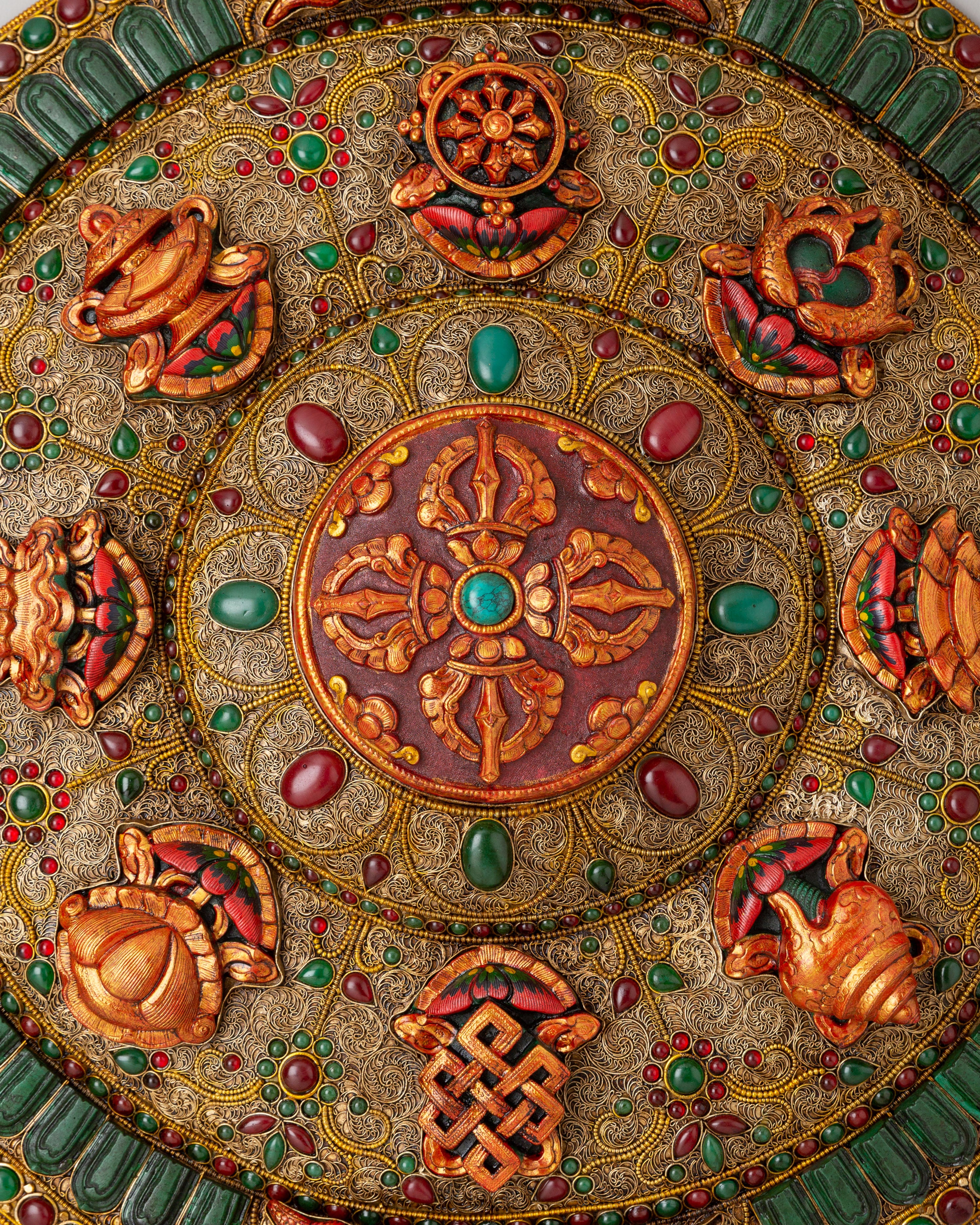 Buddhist Auspicious Symbol Wall Hanging | Decorative Religious Artwork
