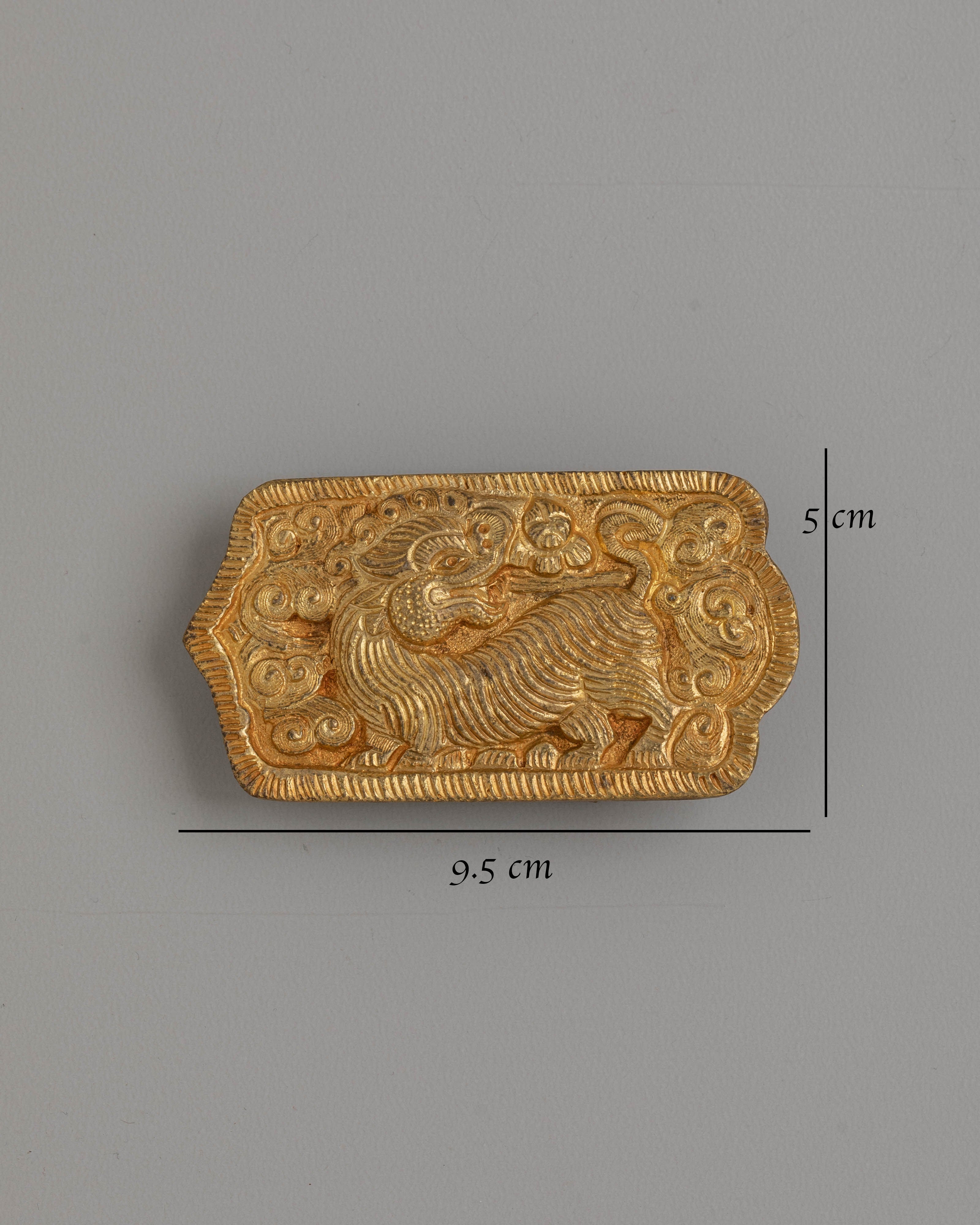Snow Lion Design Belt Buckle | Handcrafted Tibetan Snow Lion Sculpture