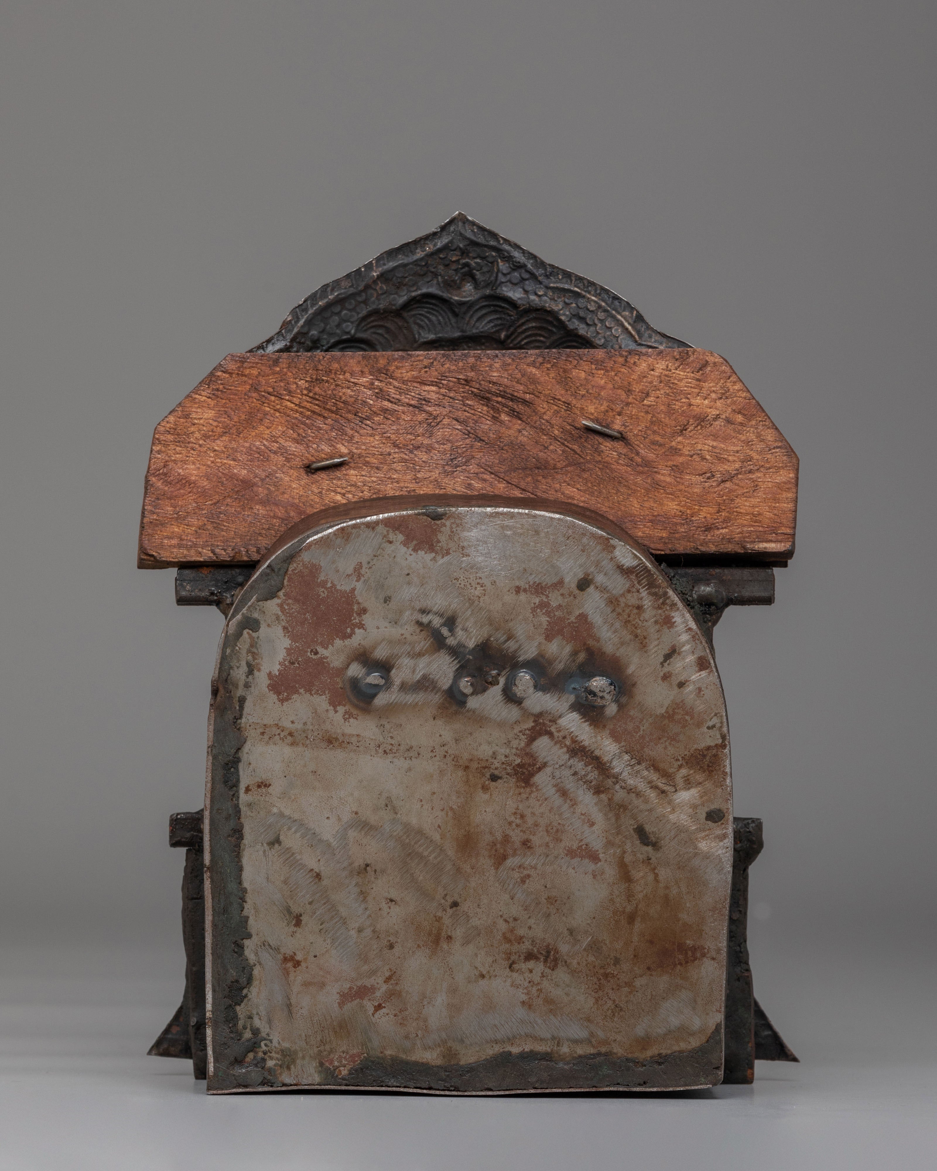Himalayan Altar Box with Statue | Sacred Ritual Storage for Meditation
