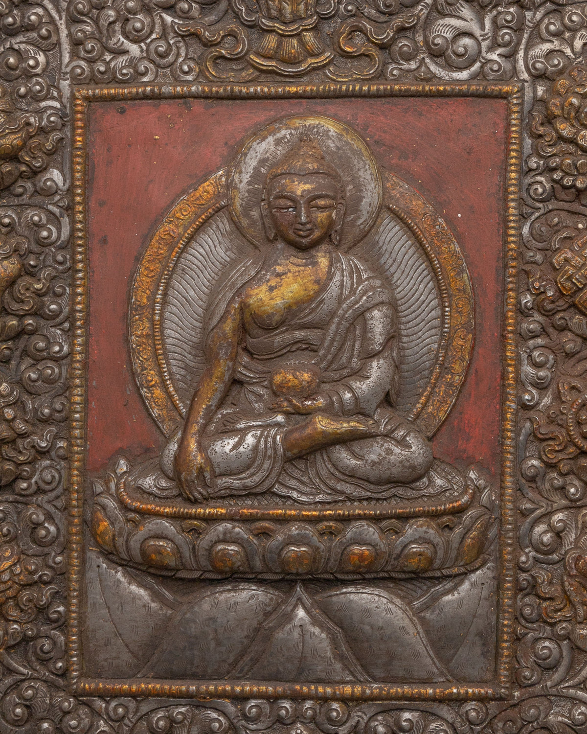 Sacred Shakyamuni Buddha Metal Thangka | Meditation and Spiritual Growth