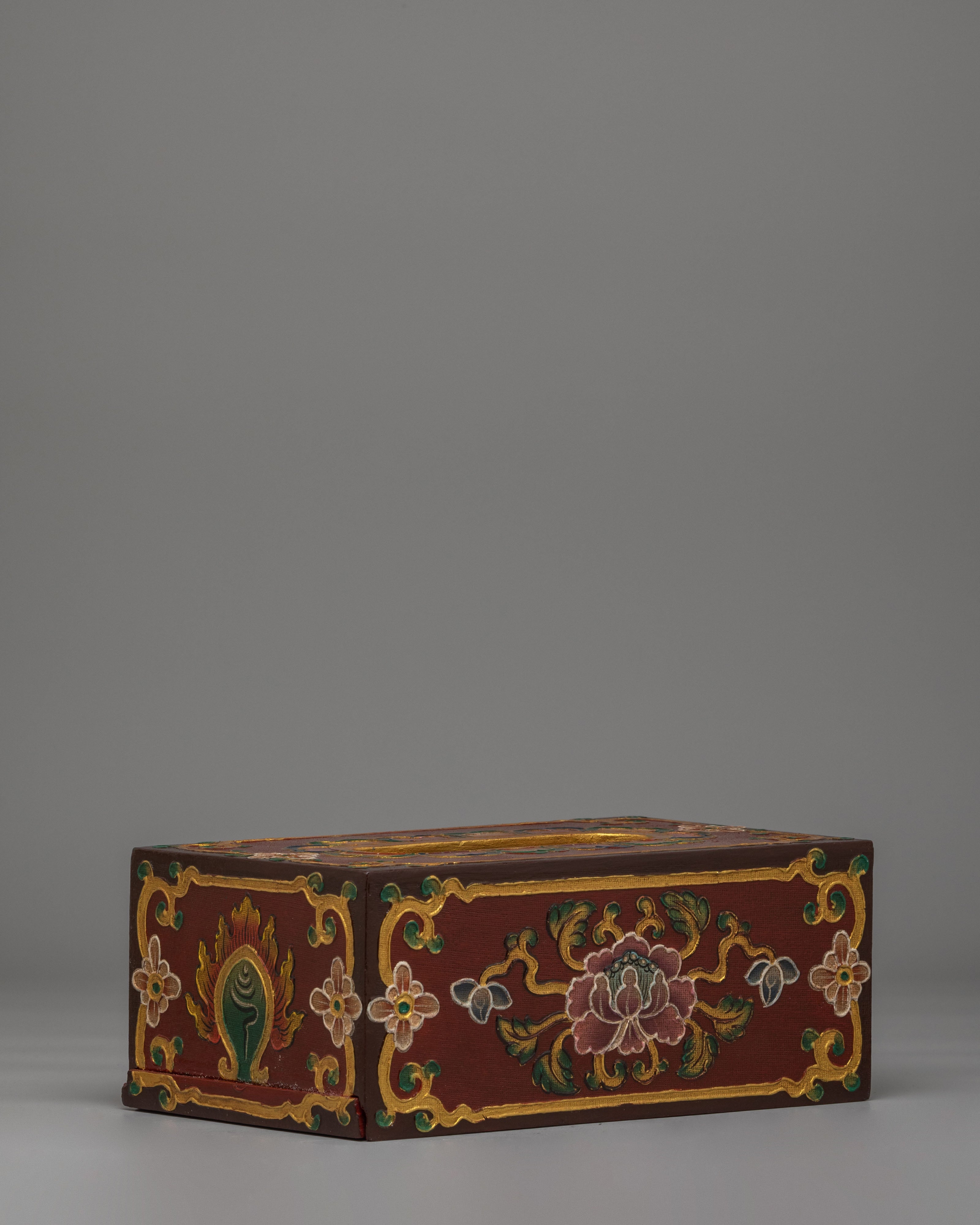 Handcrafted Flower Motif Tissue Holder | Wooden Tissue Box