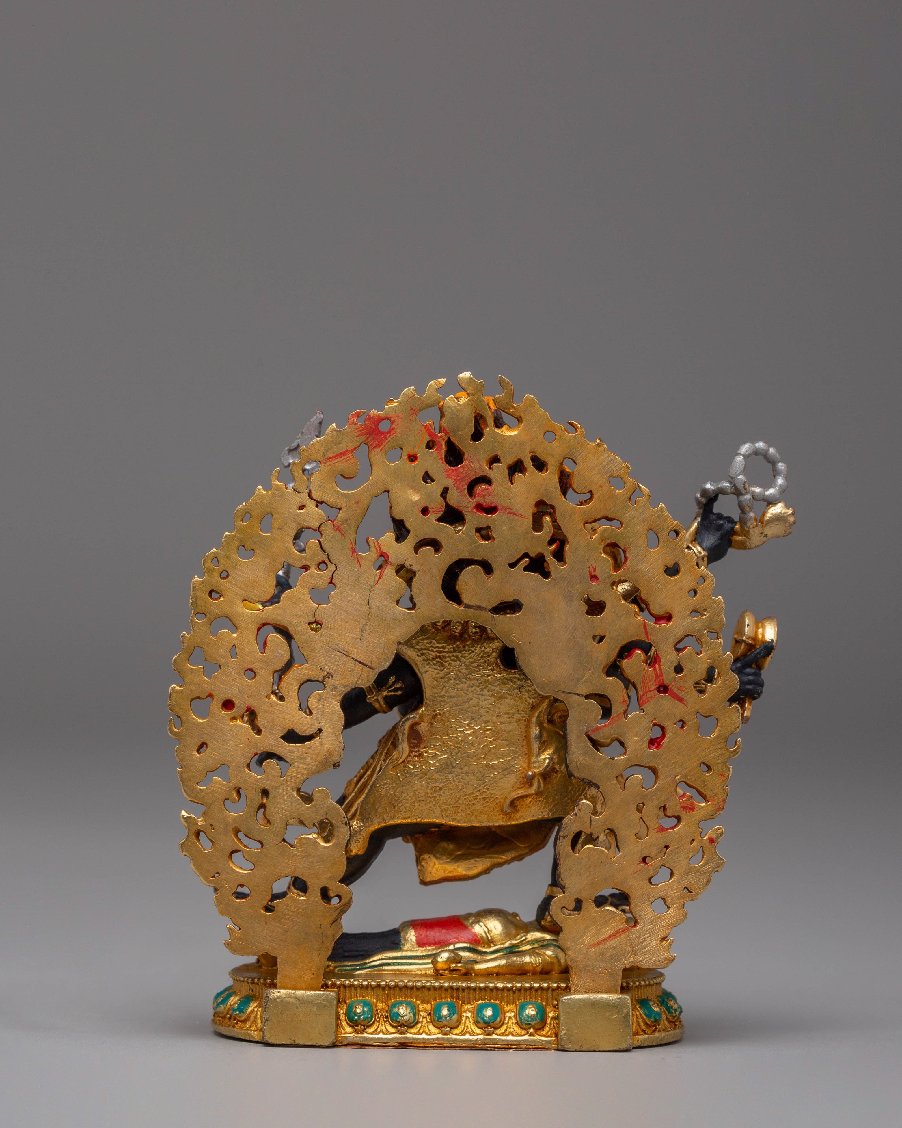 Handcrafted Tibetan Six Armed Mahakala Sculpture | A Sacred Guardian