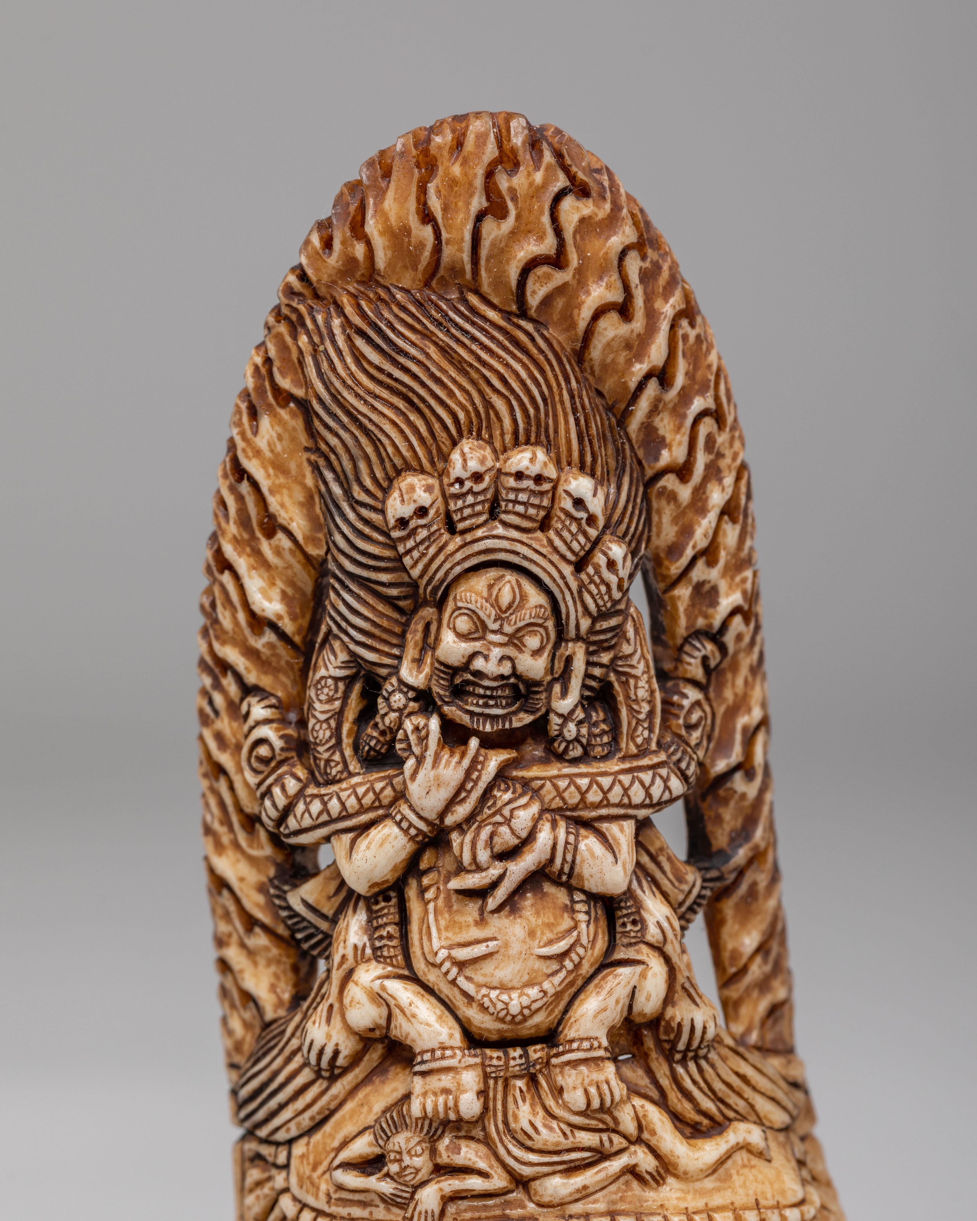 Traditional Shakya Mahakala Bone Figurine | Buddhist Altar Decor
