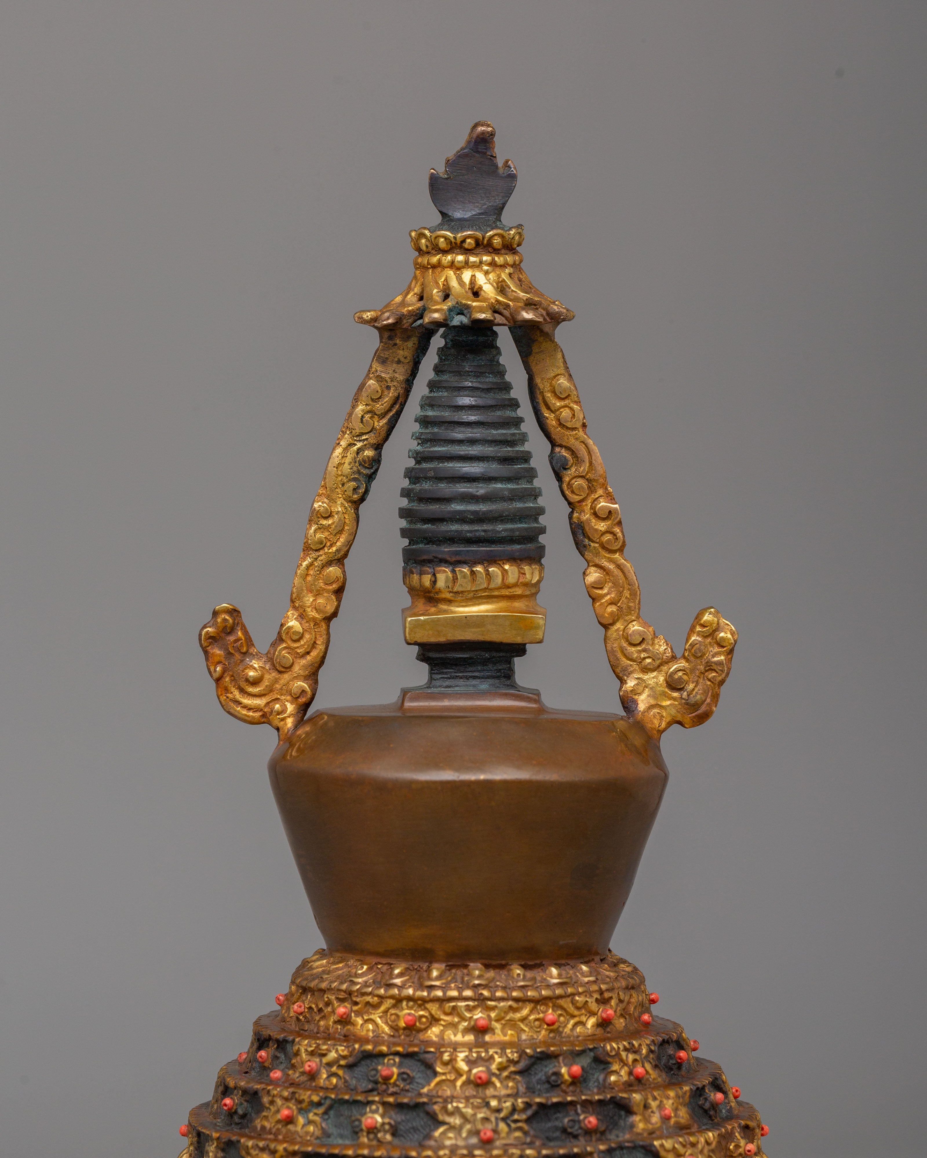Traditional Tibetan Lotus Blossom Stupa | Handcrafted Spiritual Decor