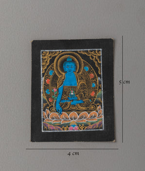 Medicine Buddha Thangka for Locket | Symbol of Healing and Protection