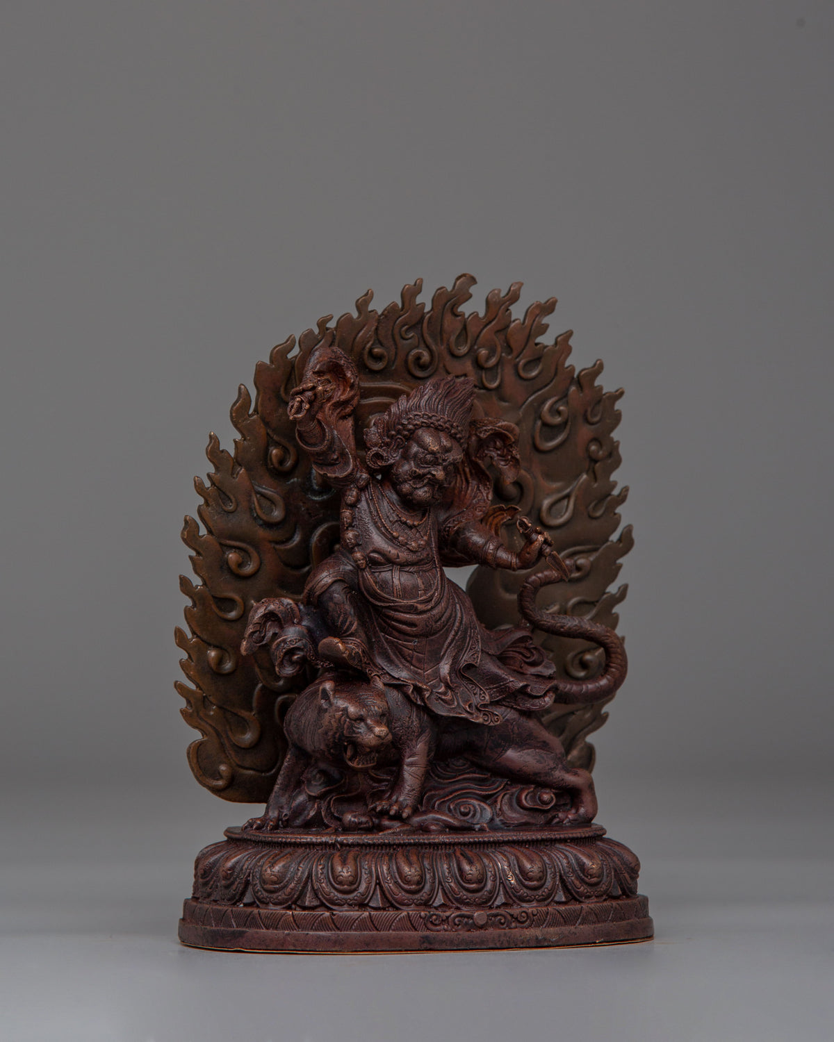 Sacred Dorje Drollo Statue | Oxidized Copper Tibetan Protector Deity Sculpture