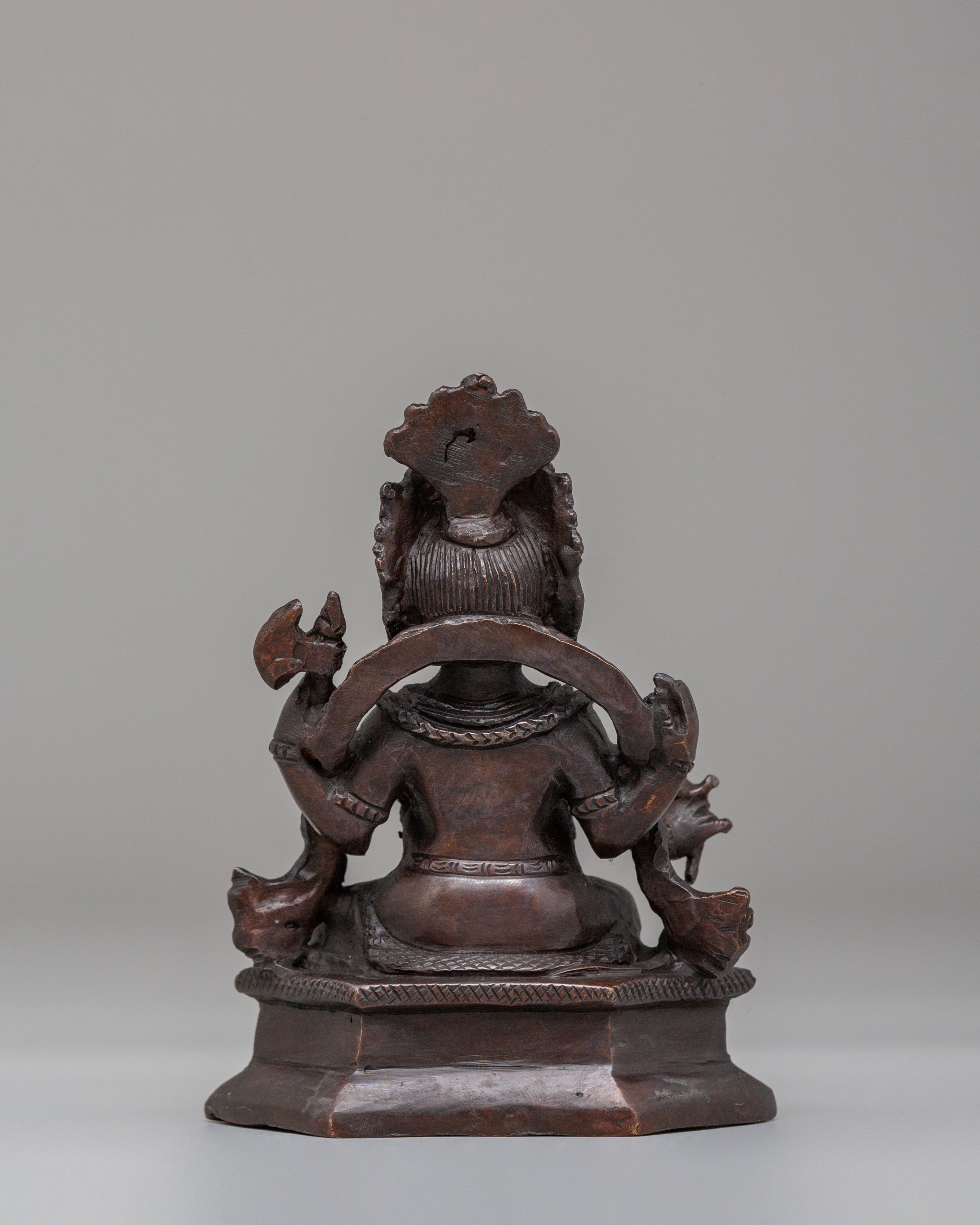 Traditional Ganesh Sculpture | Oxidized Copper Hindu Deity