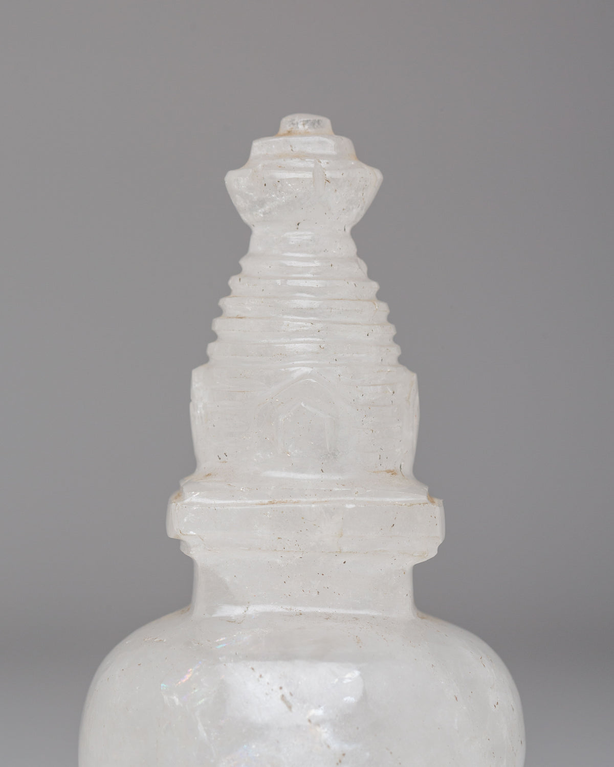Handcrafted Crystal Stupa | Buddhist Ritual Sculpture for Meditation and Altar Decor