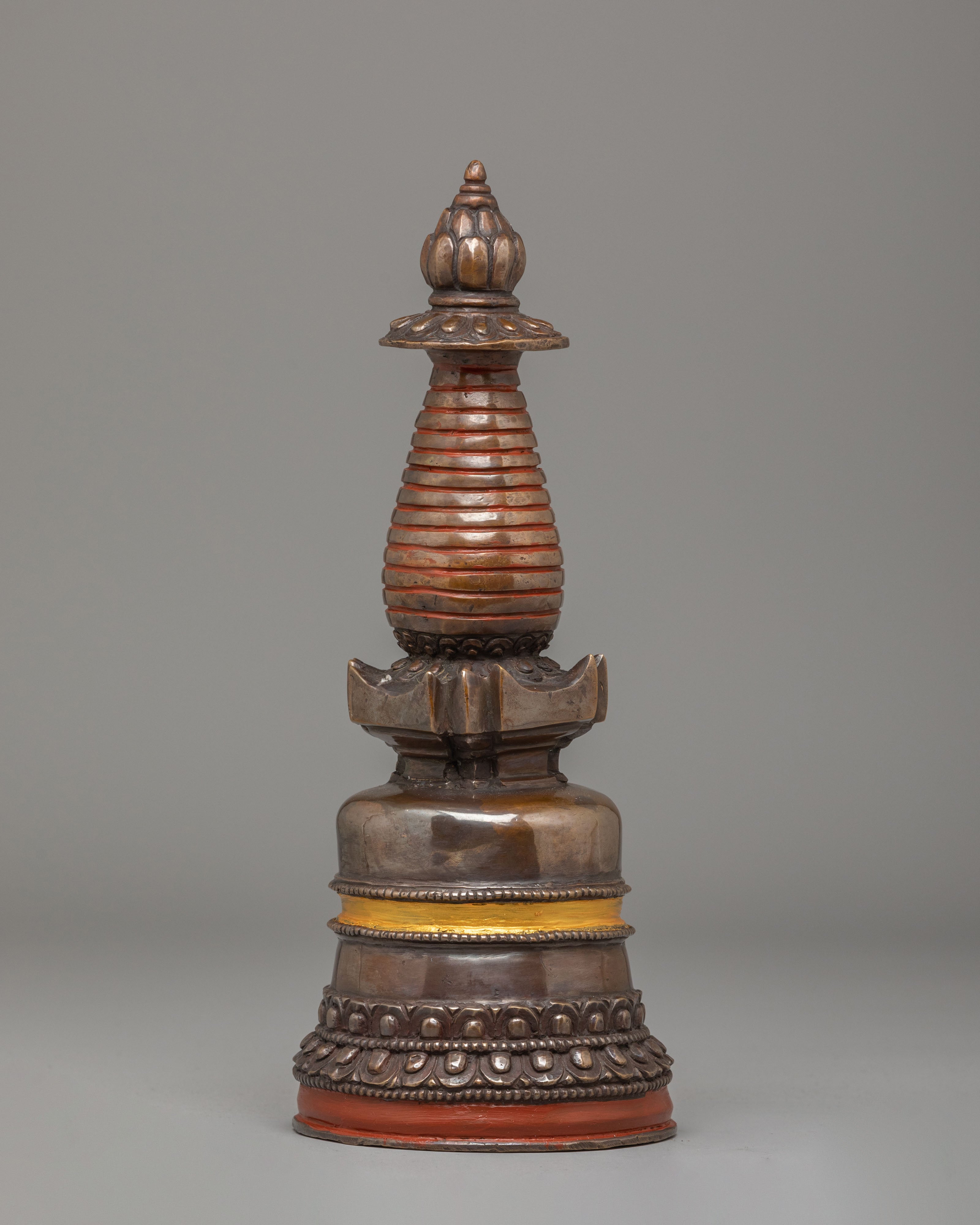 Vajrayana Kadampa Altar Stupa | Oxidized Copper Buddhist Stupa