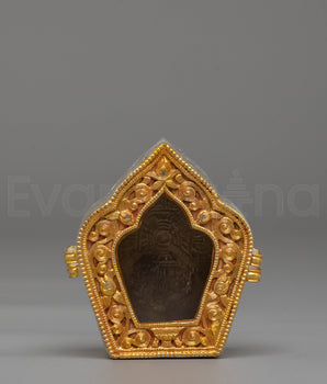 Handcrafted Tibetan Ghau Box | Copper with Electro Gold and Silver Plating