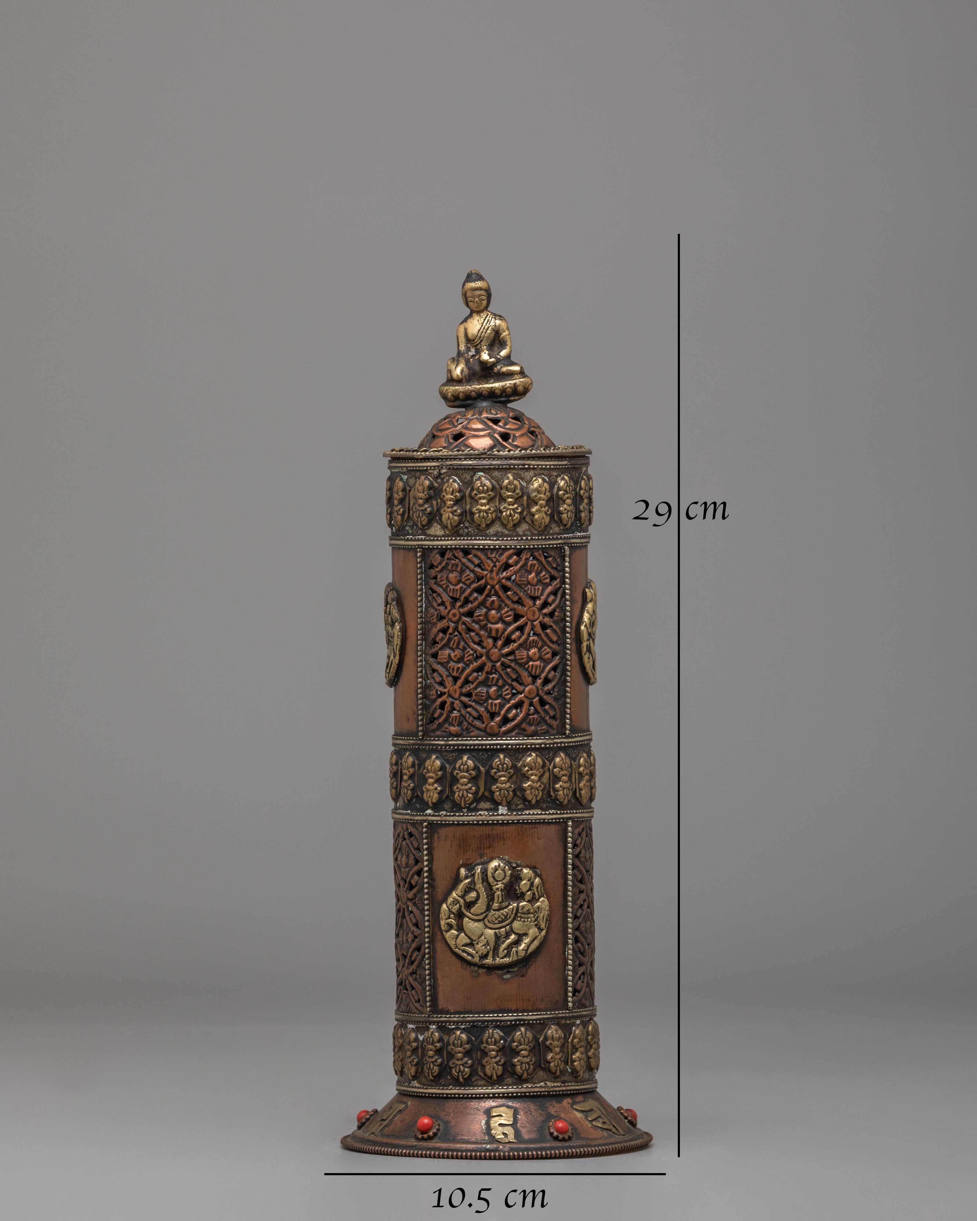 Buddhist Incense Holder | Handcrafted Gemstone Inlaid Holder