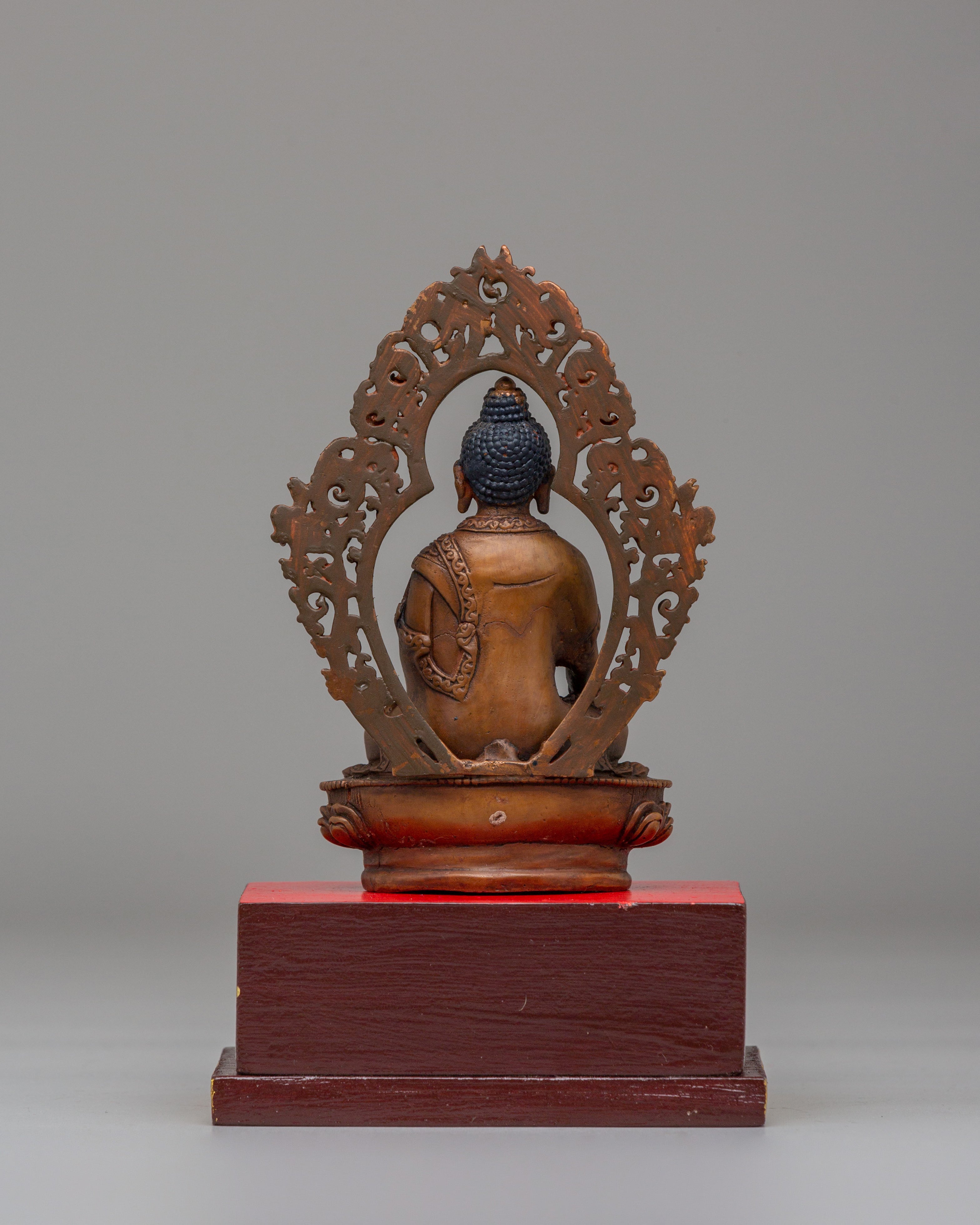 Tibetan Shakyamuni Buddha Deity Figurine | Handcrafted Wooden Statue