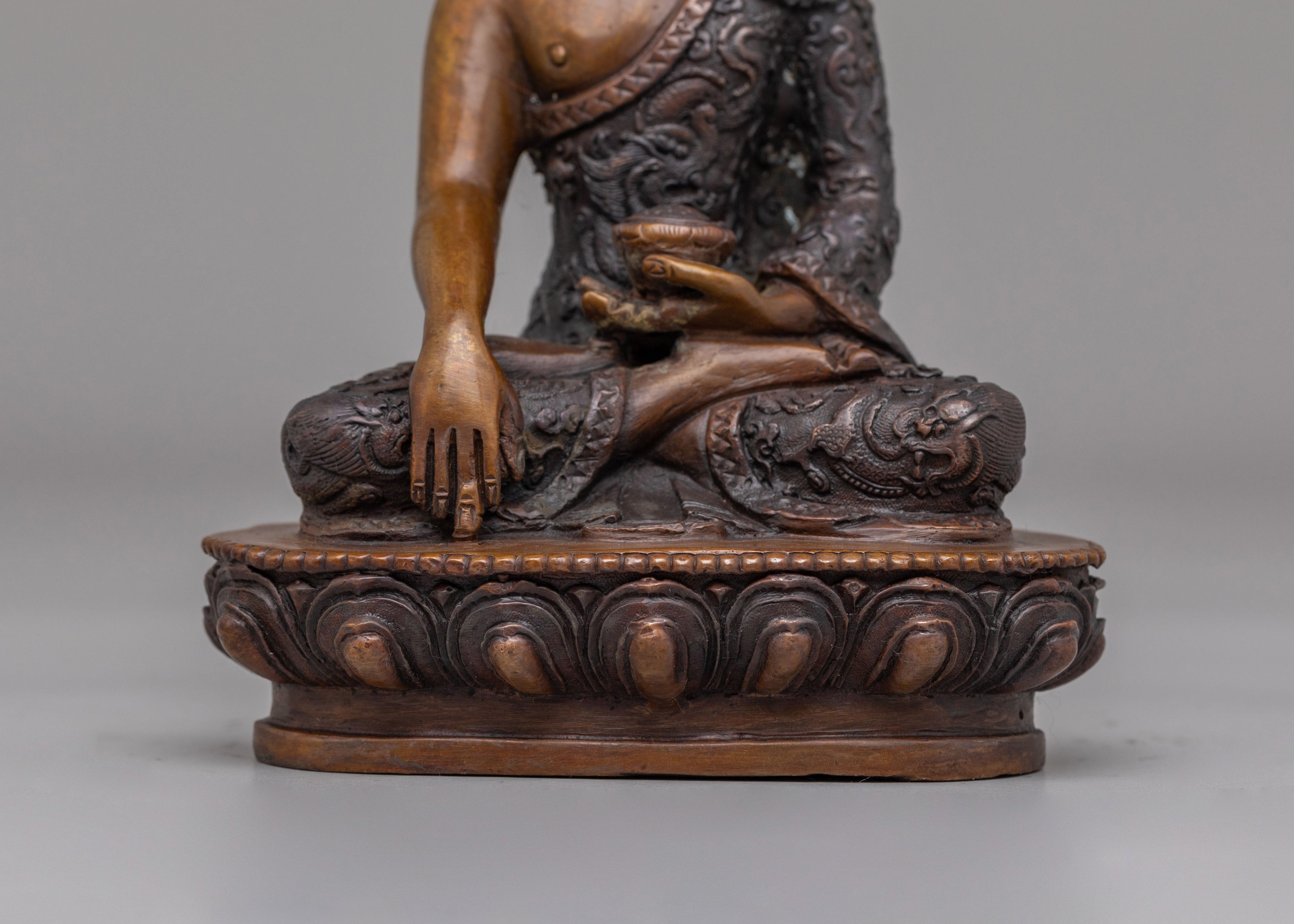 Shakyamuni Buddha Statue for Devotion | Handcrafted Oxidized Copper Art