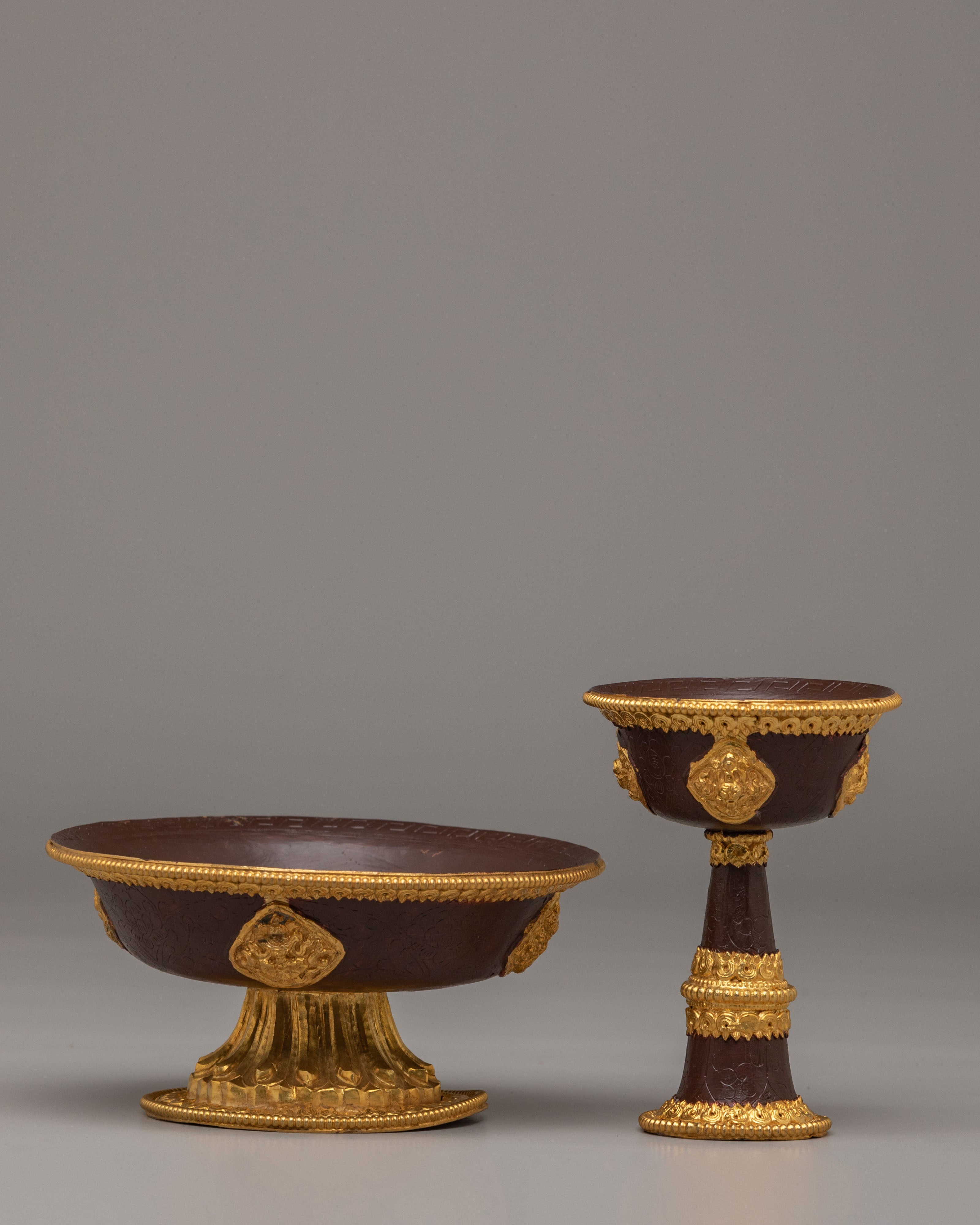 Tibetan Altar Serkyem Set | Copper Body with Electro Gold Plating