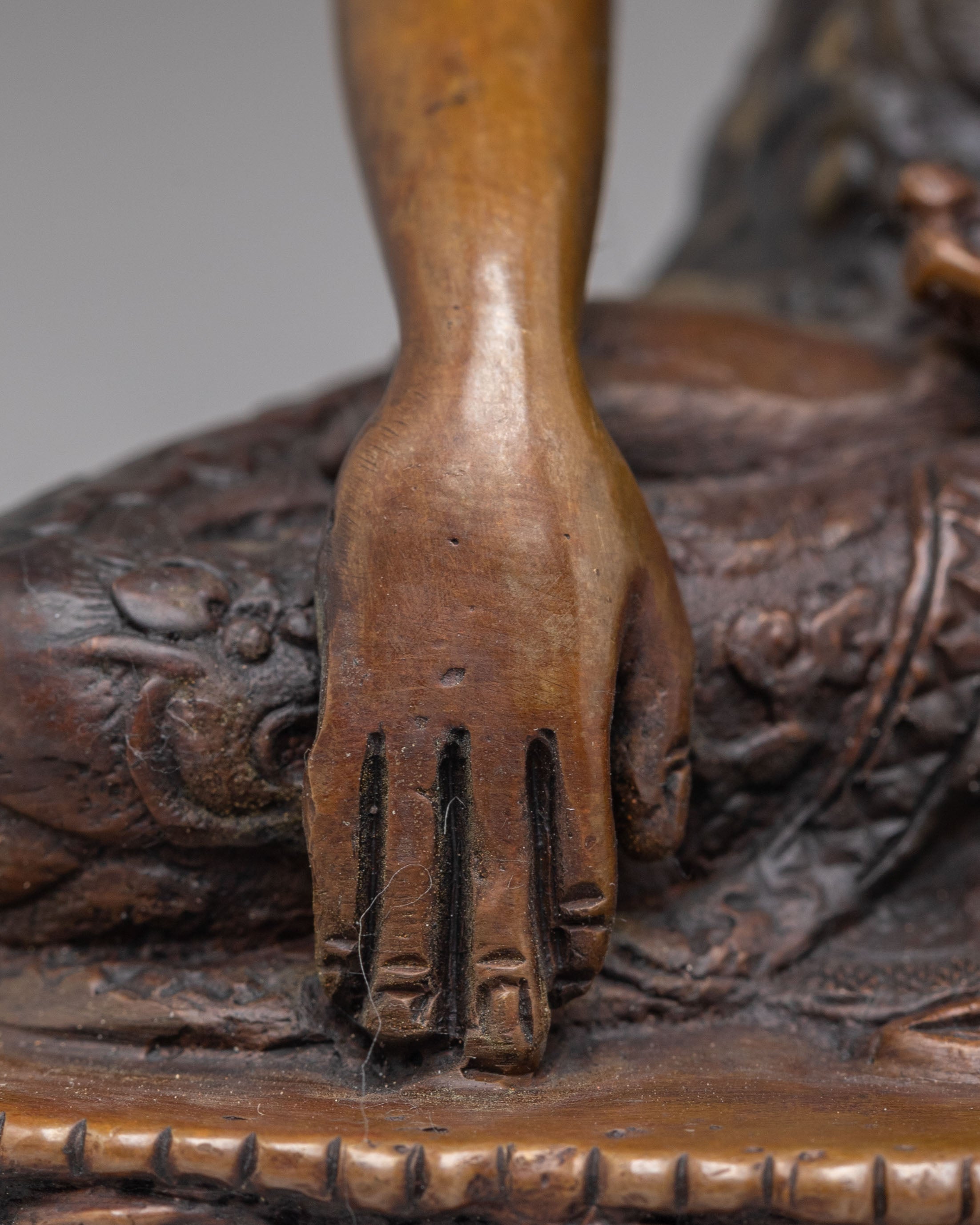 Ceremonial Shakyamuni Buddha Figurine | Oxidized Copper Statue for Altar