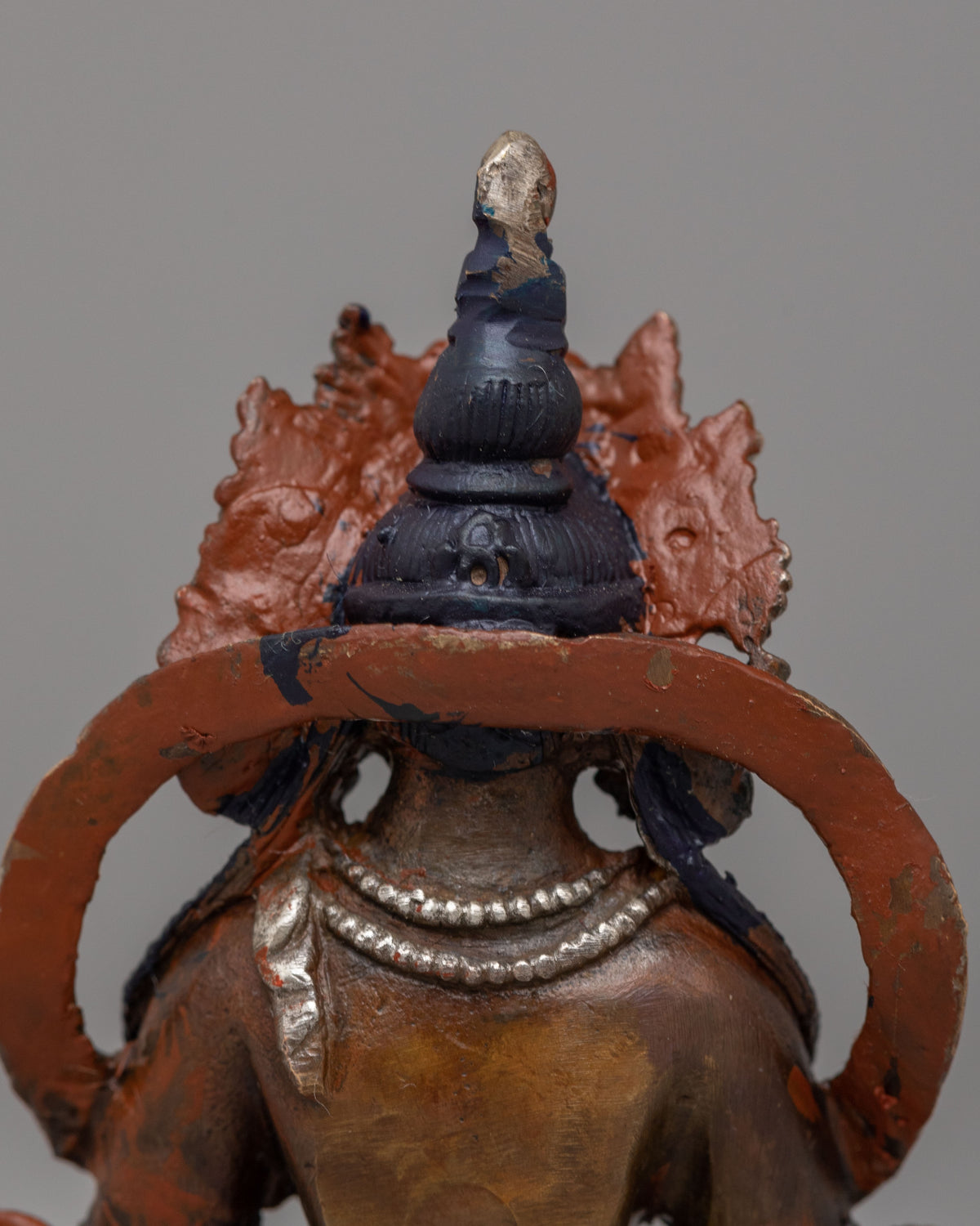 Traditional Amitayus Buddha Longevity Statue | Oxidized Copper Body with Silver Plating