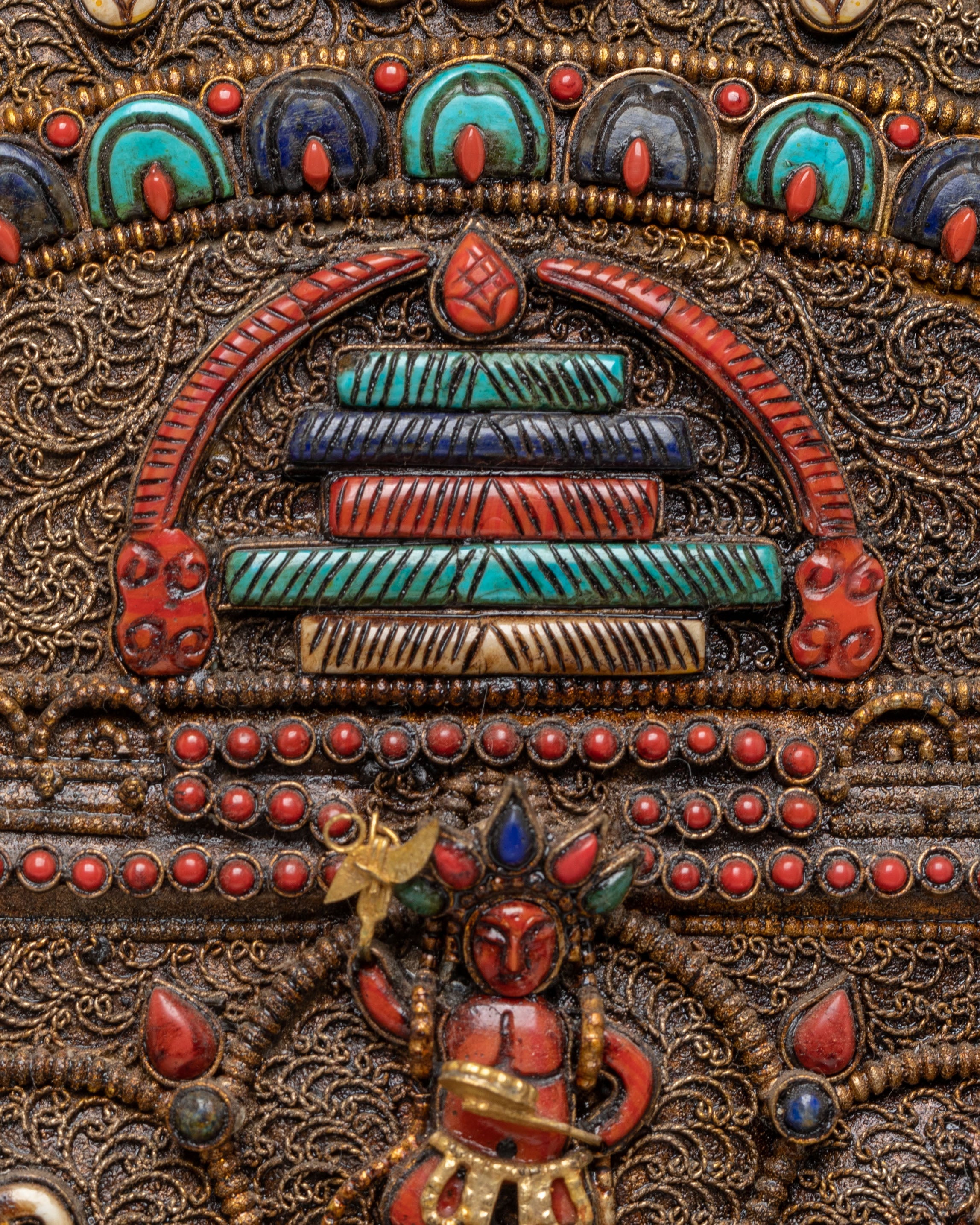 Tibetan Mandala Metal Thangka | Silver Filigree Buddhist Wall Art