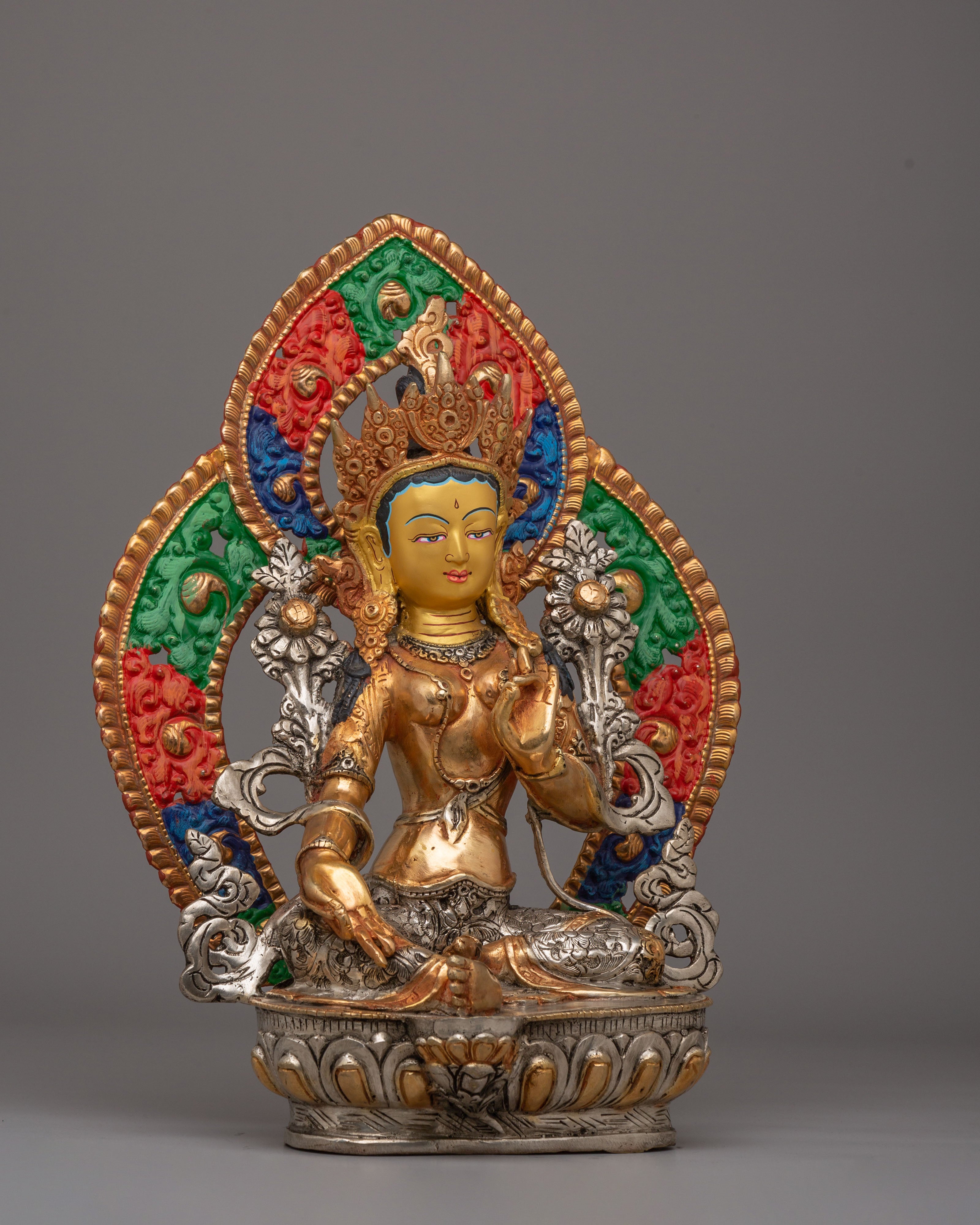 Shyama Tara Statue Of Love And Compassion | Handcrafted Copper Body Statue