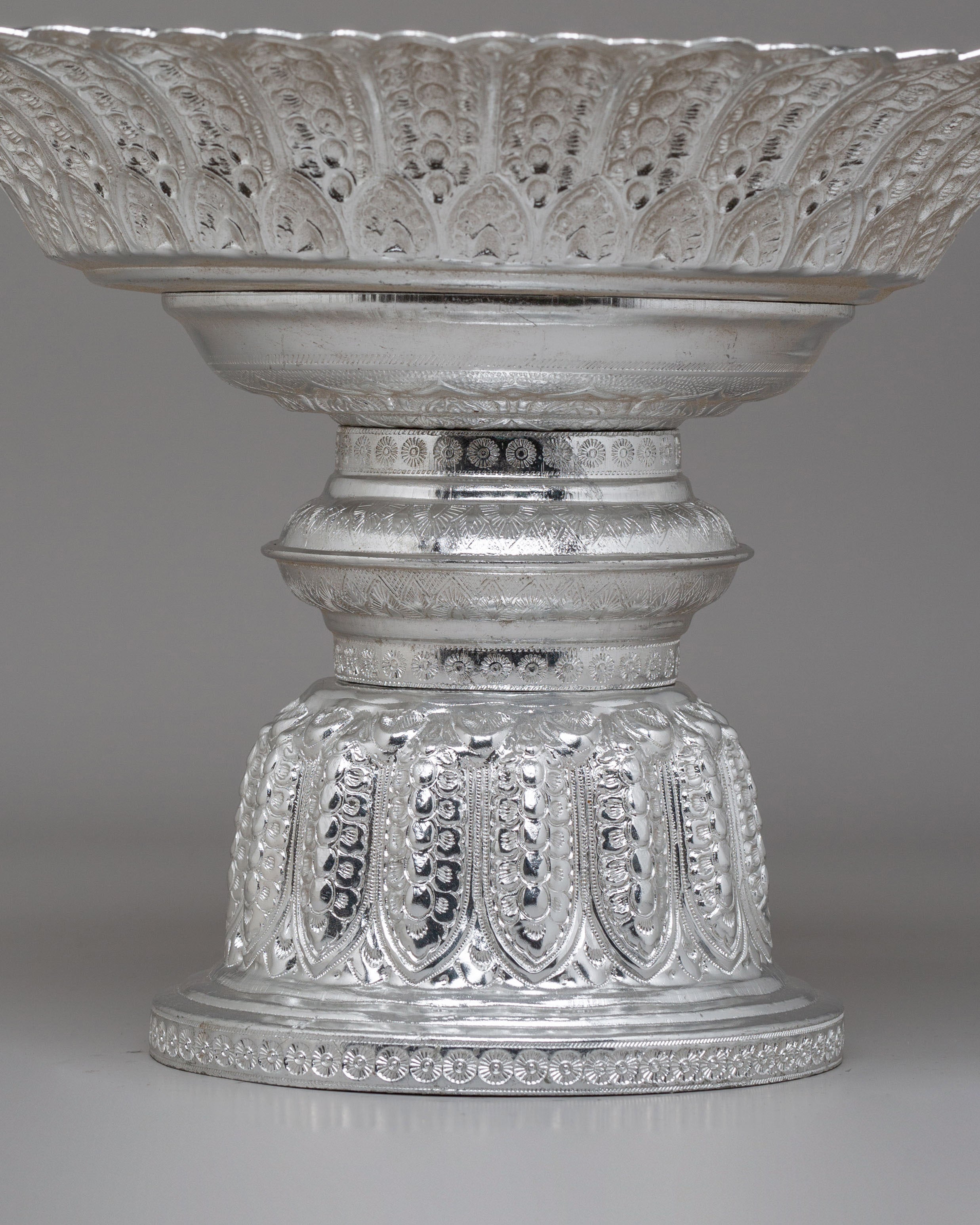 Silver Ritual Tika Thali | Traditional Altar Plate for Meditation
