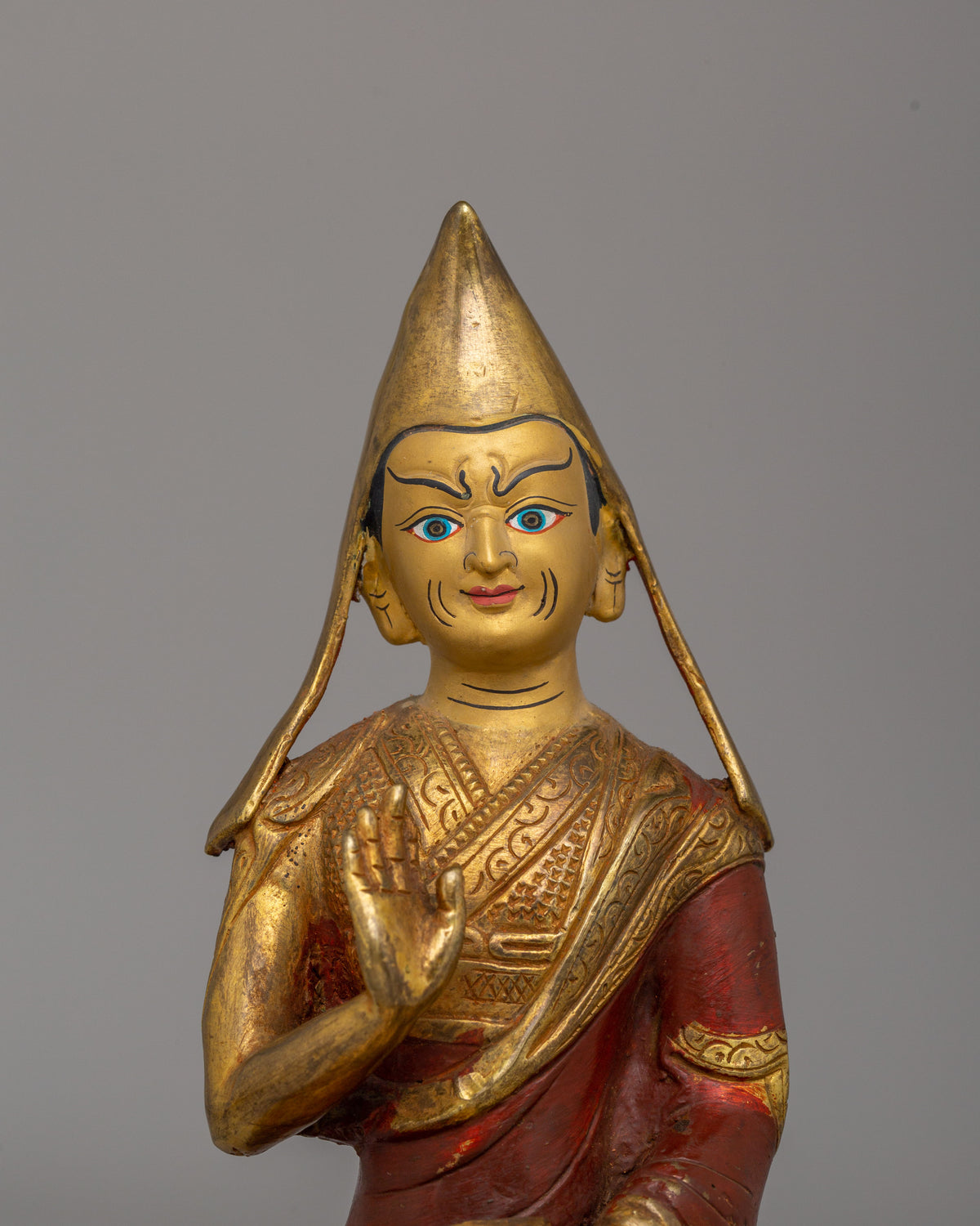Handcrafted Tsongkhapa Set Statue | Tibetan Buddhist Master
