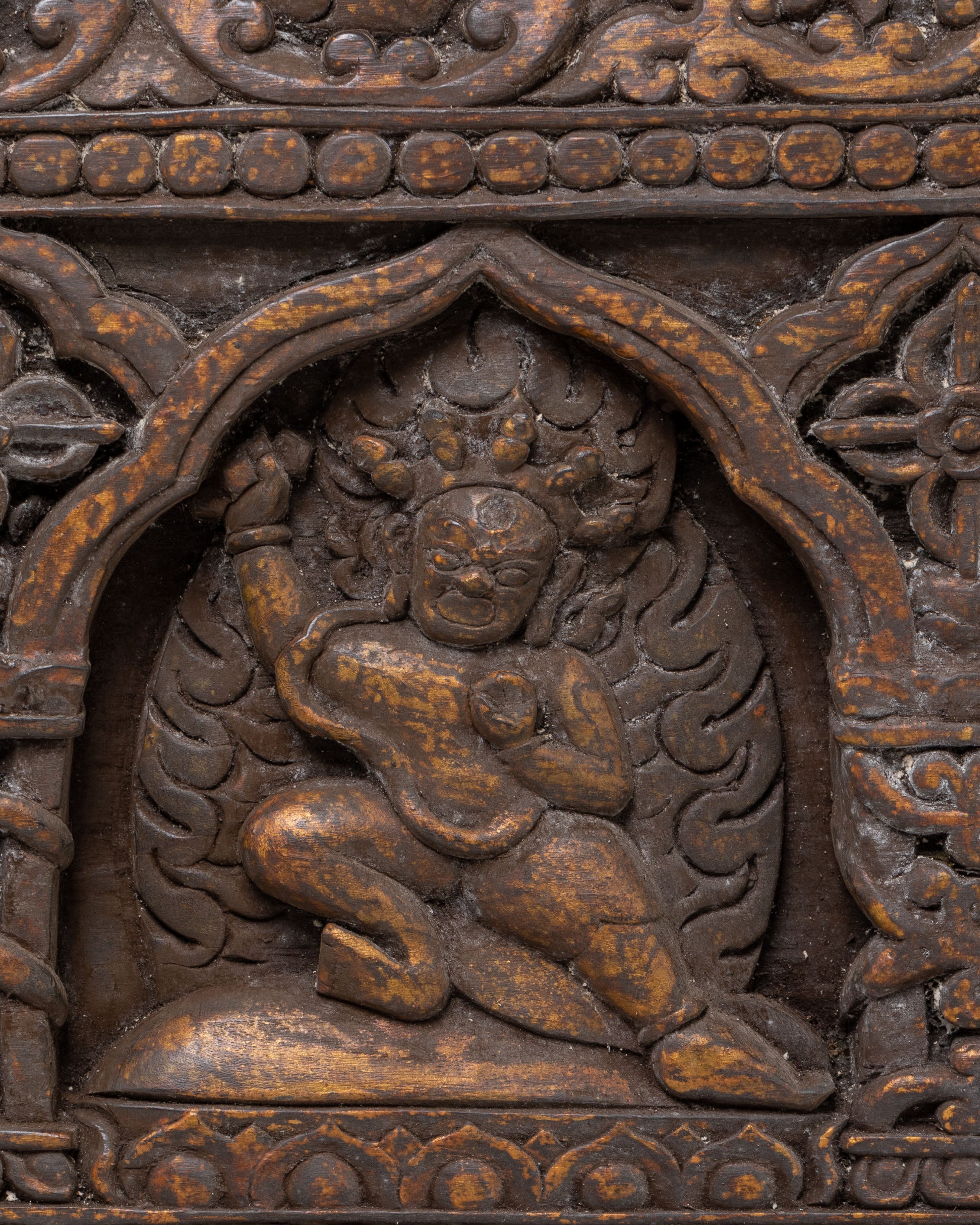 Buddhist Deities Wall Hanging | Handcrafted Carved Wooden Panel