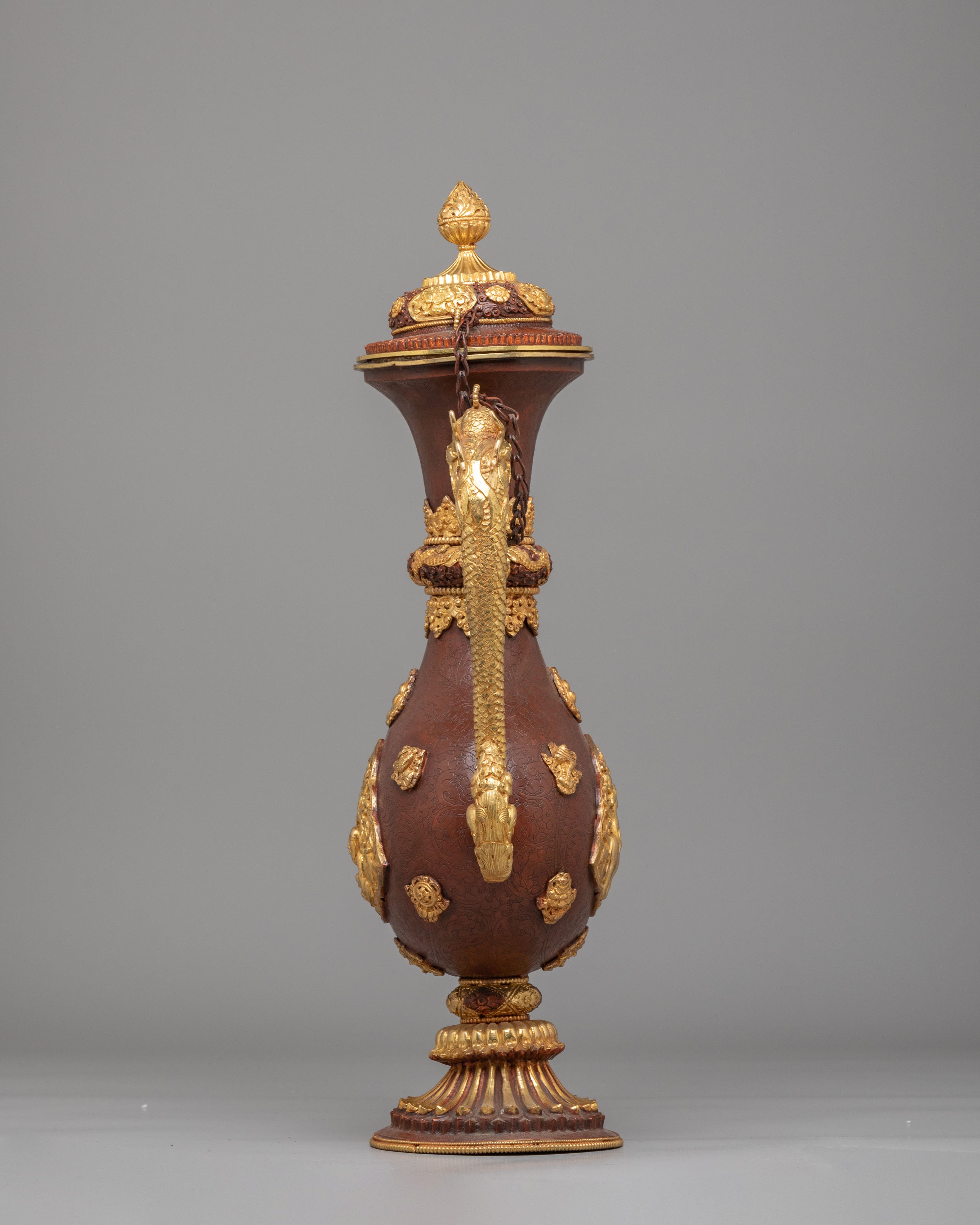 Sacred Ewer Ceremonial Vessel | Gold Plated Copper Himalayan Ritual Artwork
