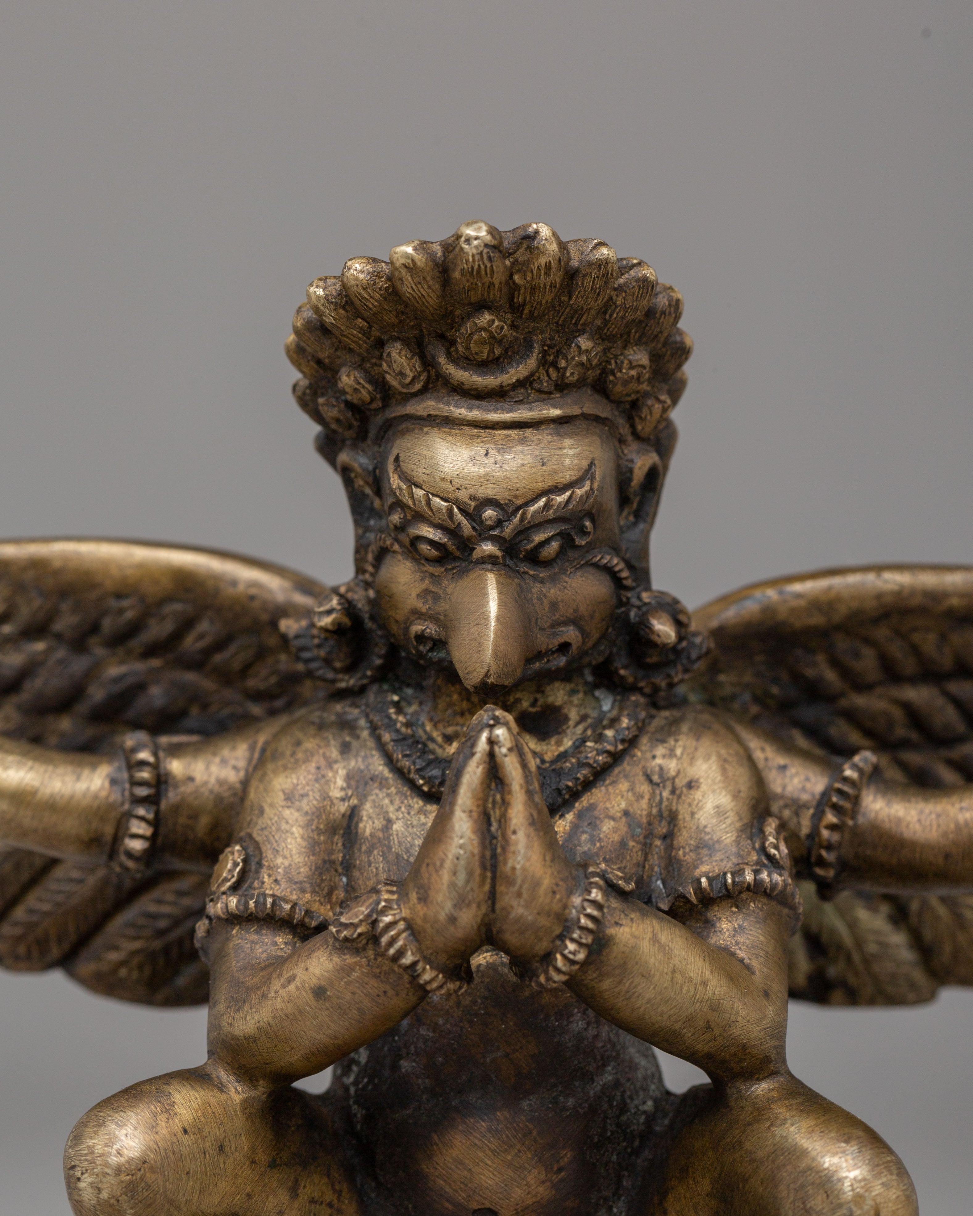 Protective Garuda Deity Statue | Handcrafted Bronze Sculpture for Spiritual Home Decor