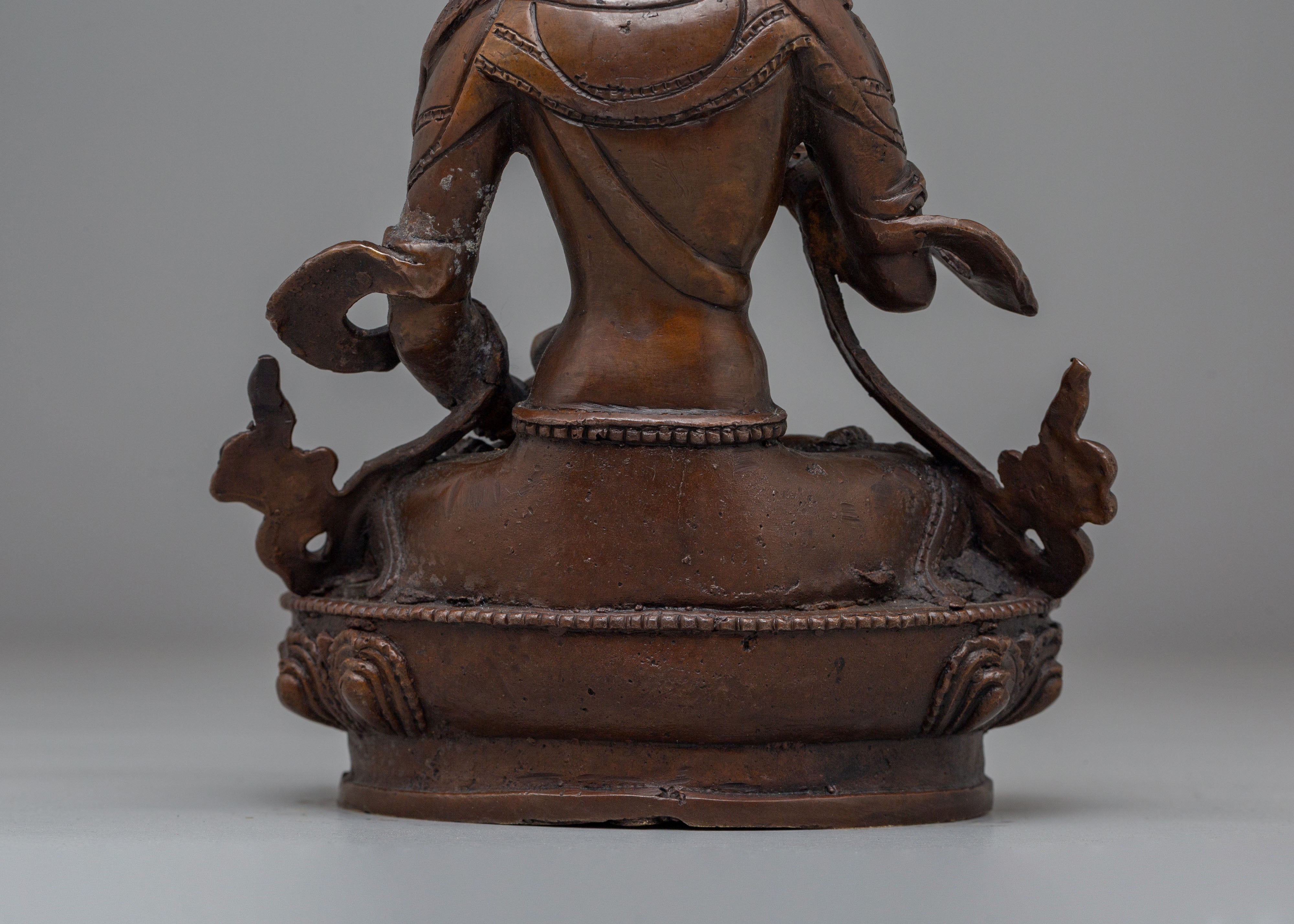Sacred Himalayan Vajrasattva Statue | Oxidized Copper Figurine for Spiritual Meditation