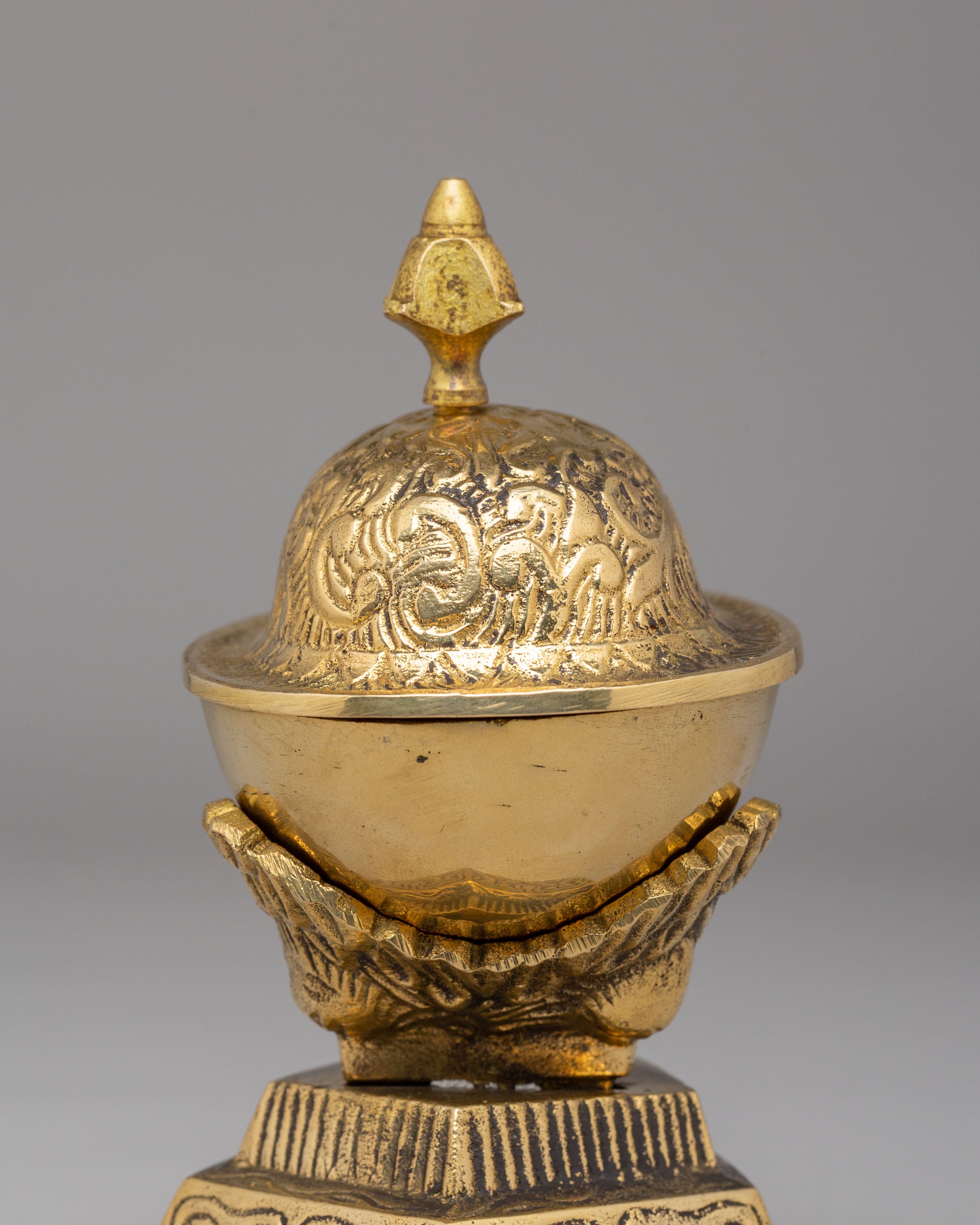 Himalayan Kapala Vessel | Brass Ritual Skull Cup for Puja