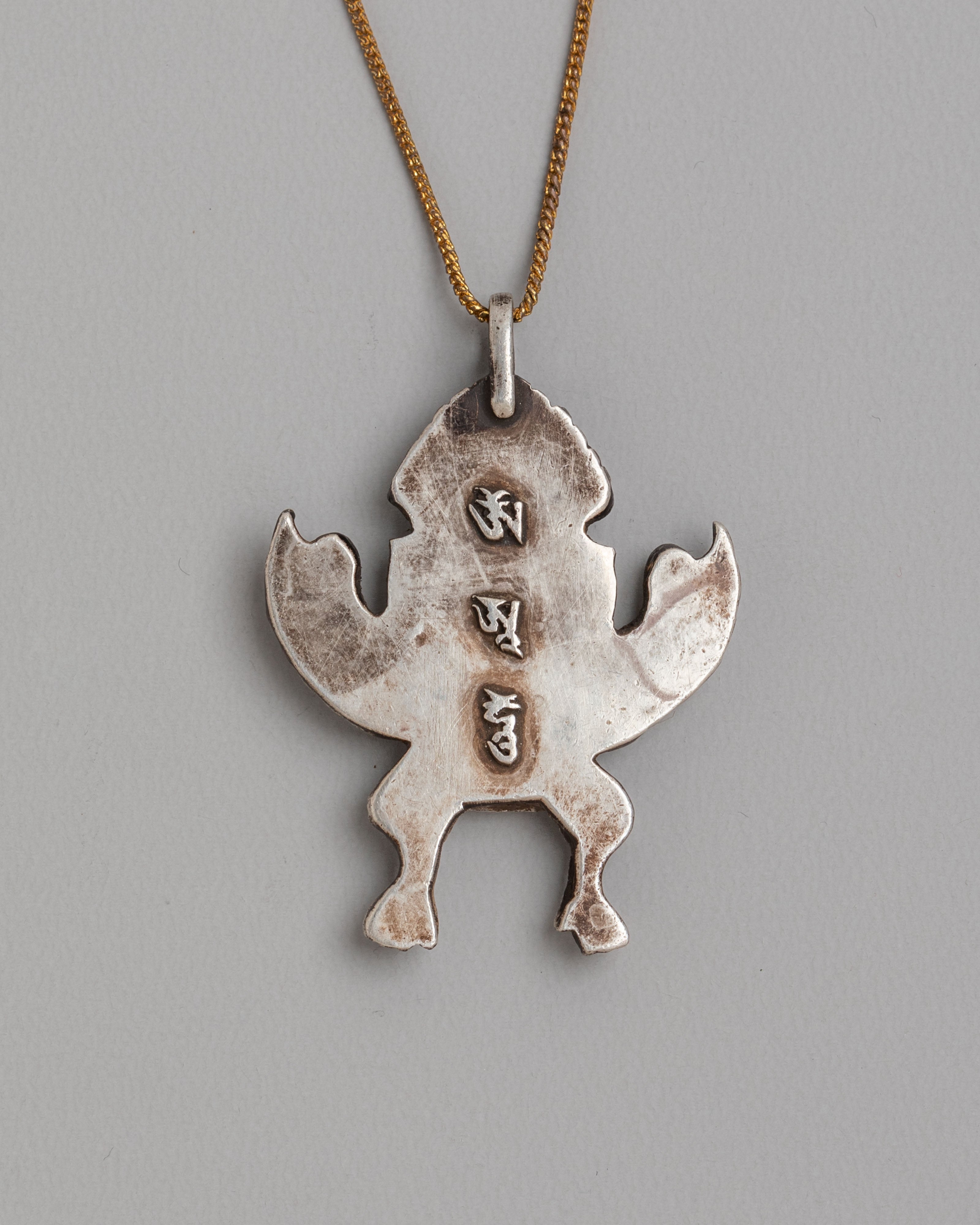 Buddhist Garuda Locket | 92.5 Sterling Silver Fire Gilt Pendant
