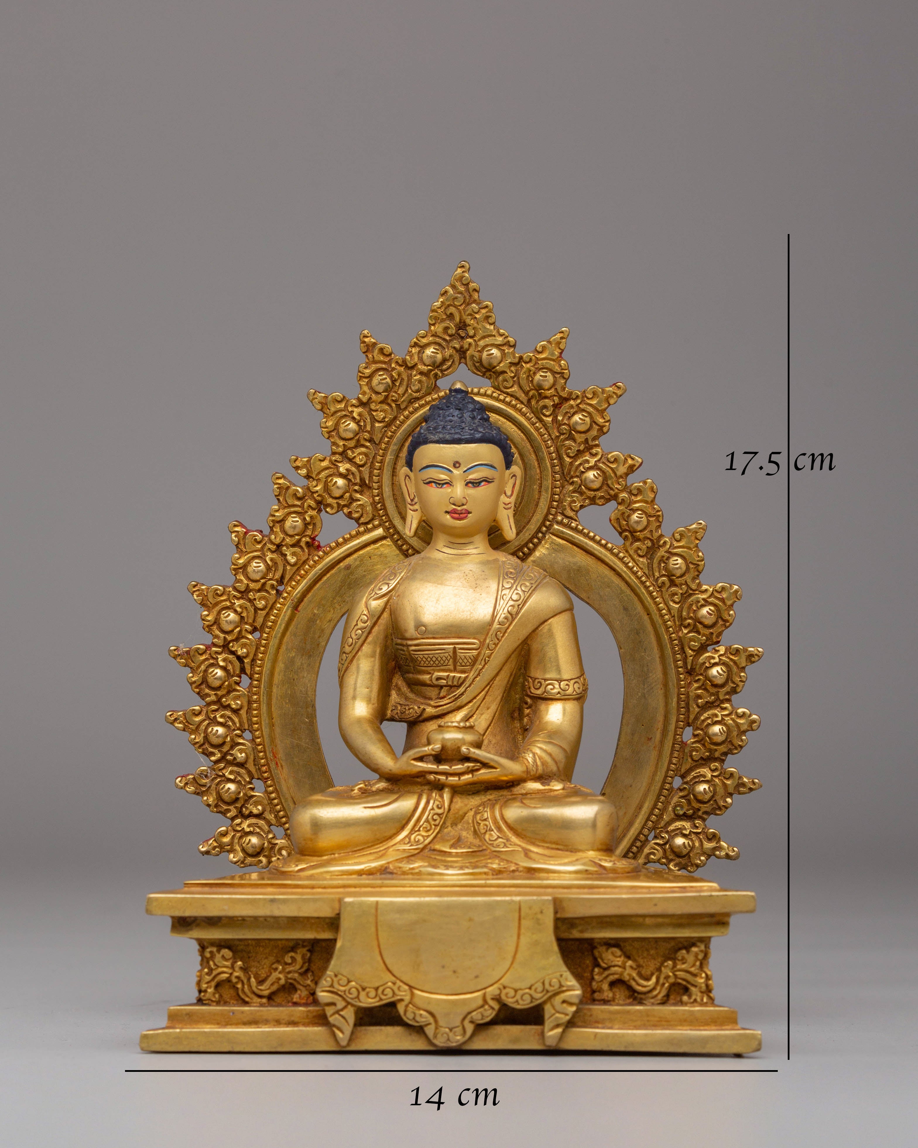 Buddha Amitabha Sacred Statue | Gold Plated Copper for Wisdom and Compassion