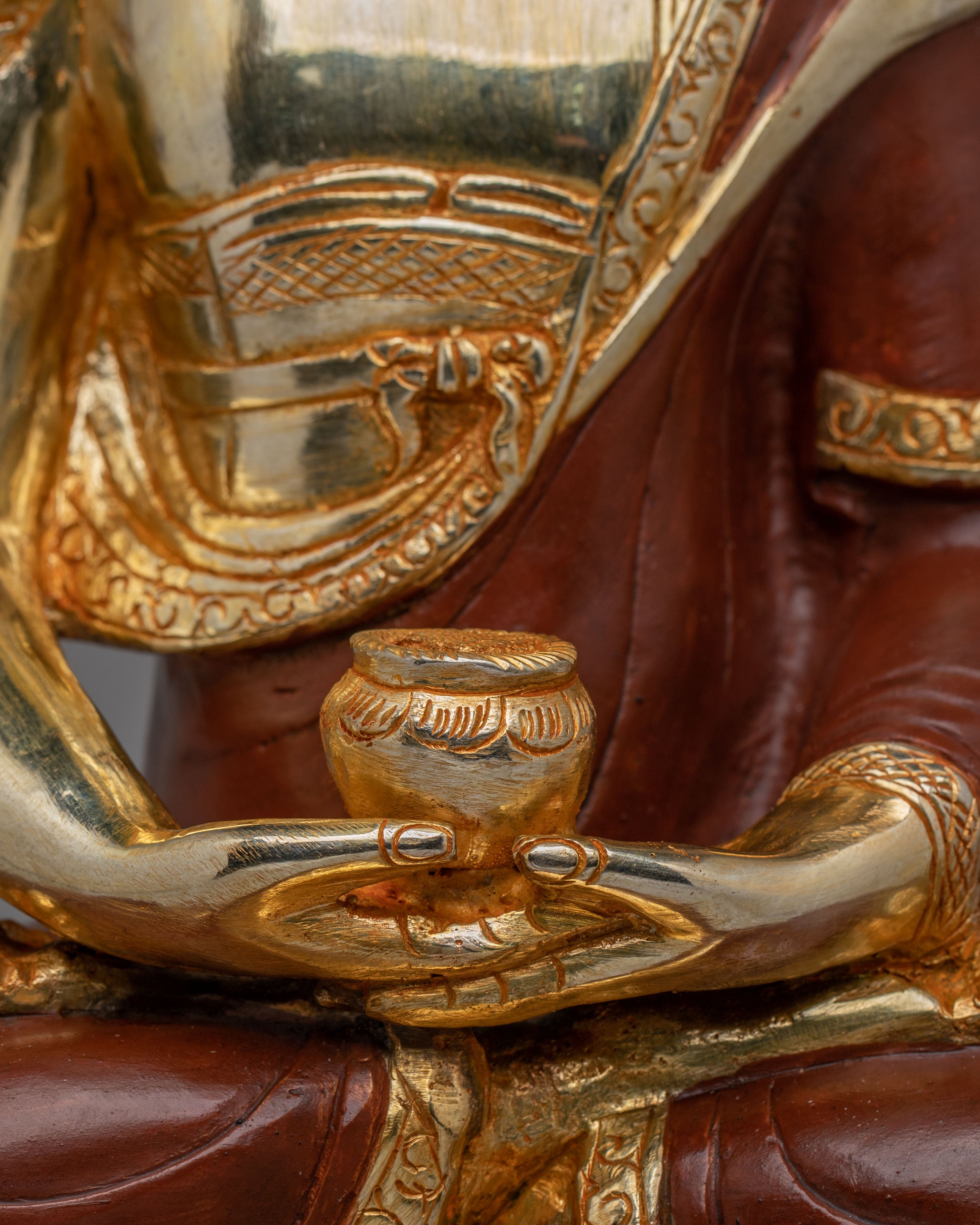 Himalayan Amitabha Meditation Statue | Gold-Plated Copper for Serene Decor