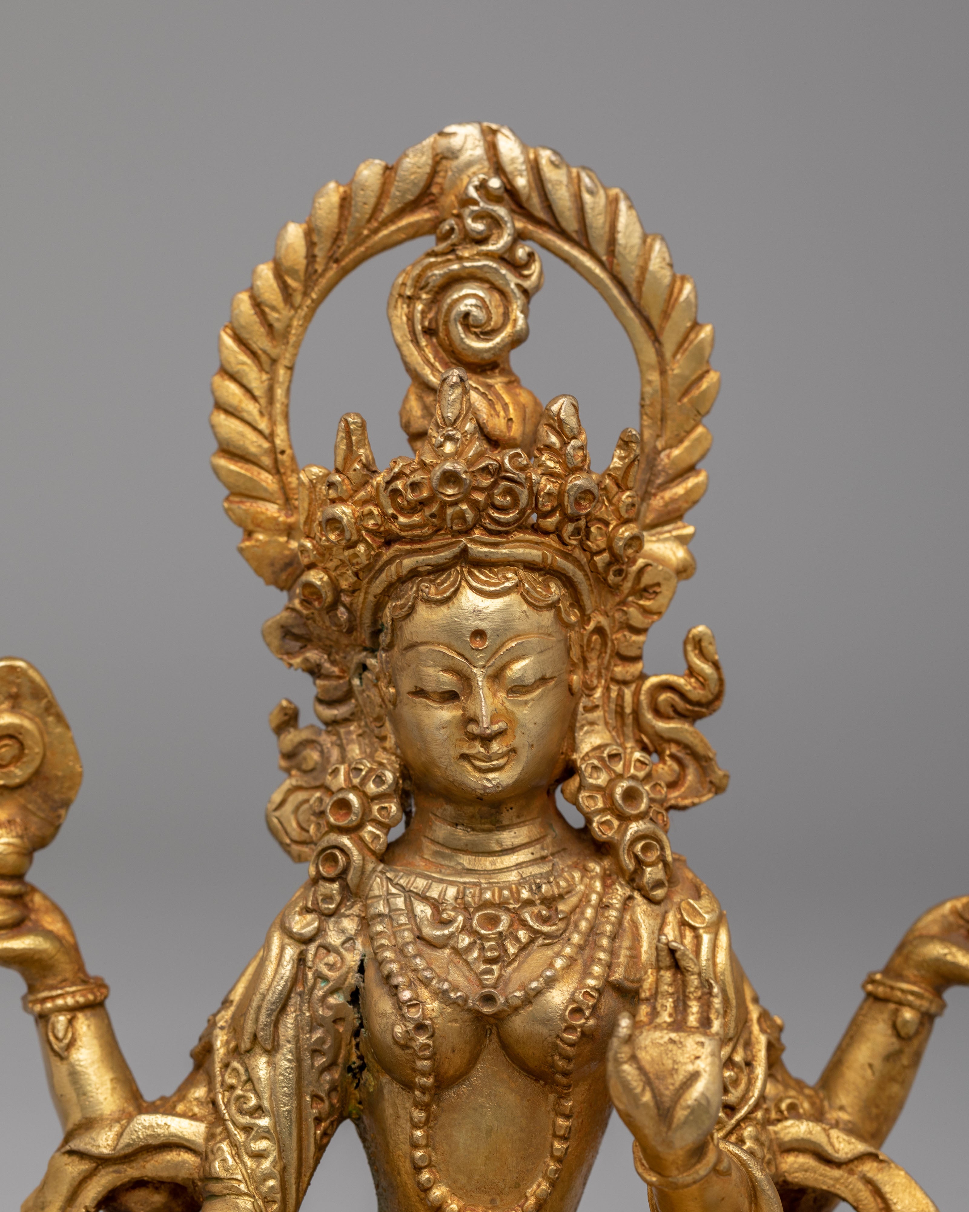 Wealth Goddess Laxmi Statue | Handcrafted Gold Plated Copper Deity