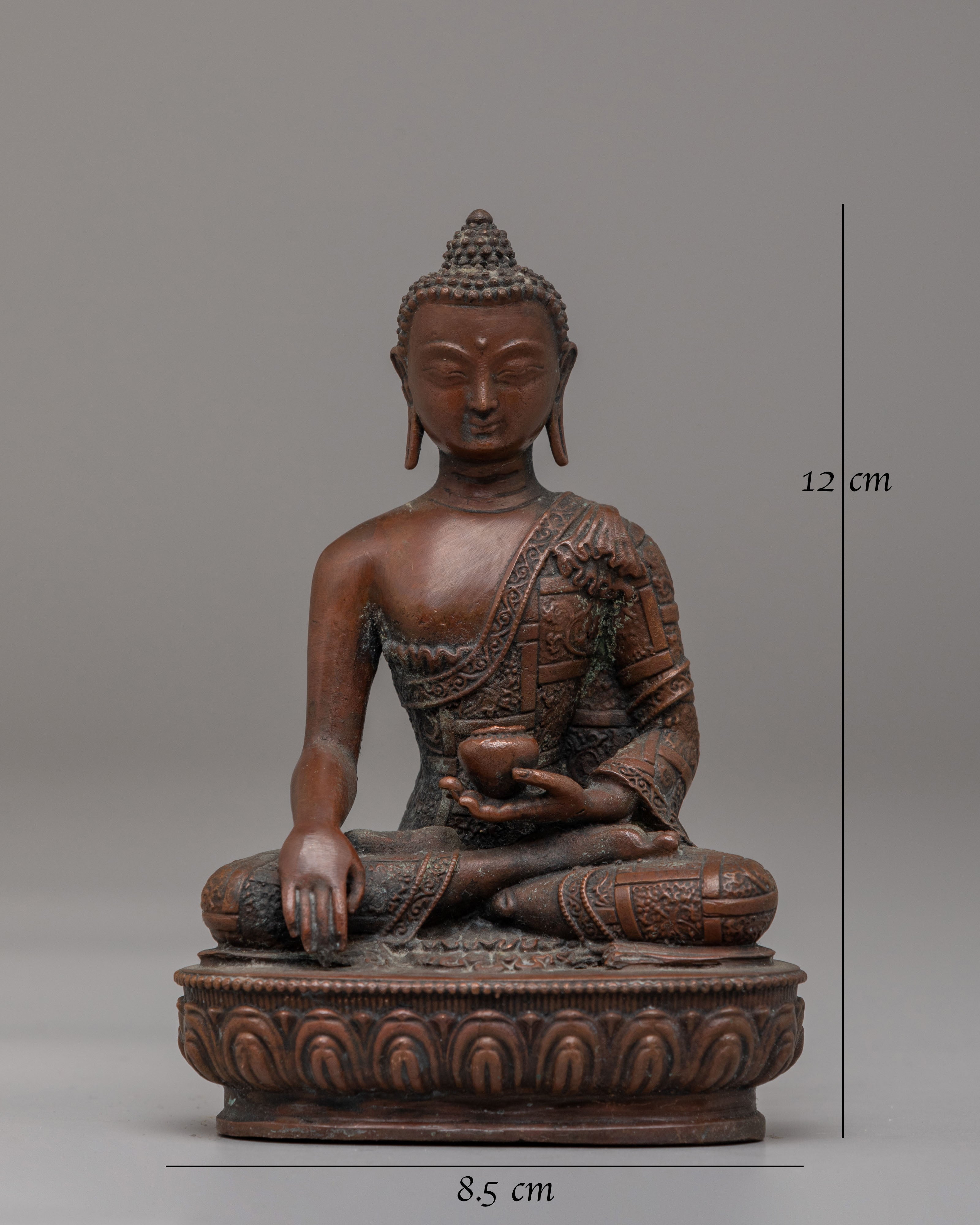 Enlightenment Shakyamuni Buddha Figurine | Oxidized Copper Sculpture