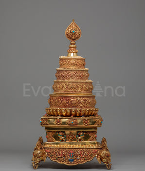 Himalayan Mandala Offering Piece | Tibetan Ritual Stupa Art