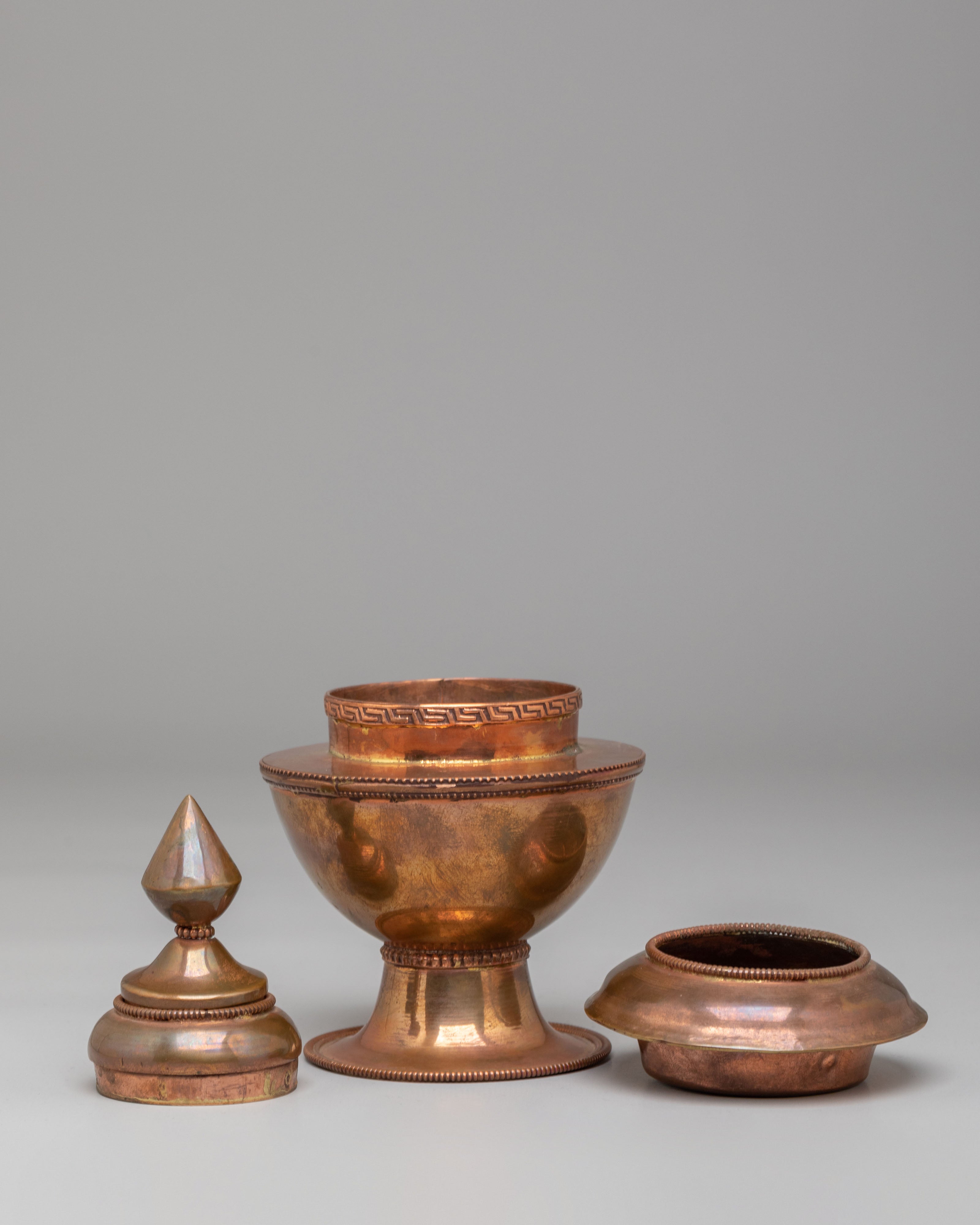 Sacred Rice Pot Vessel | Copper Buddhist Offering Container